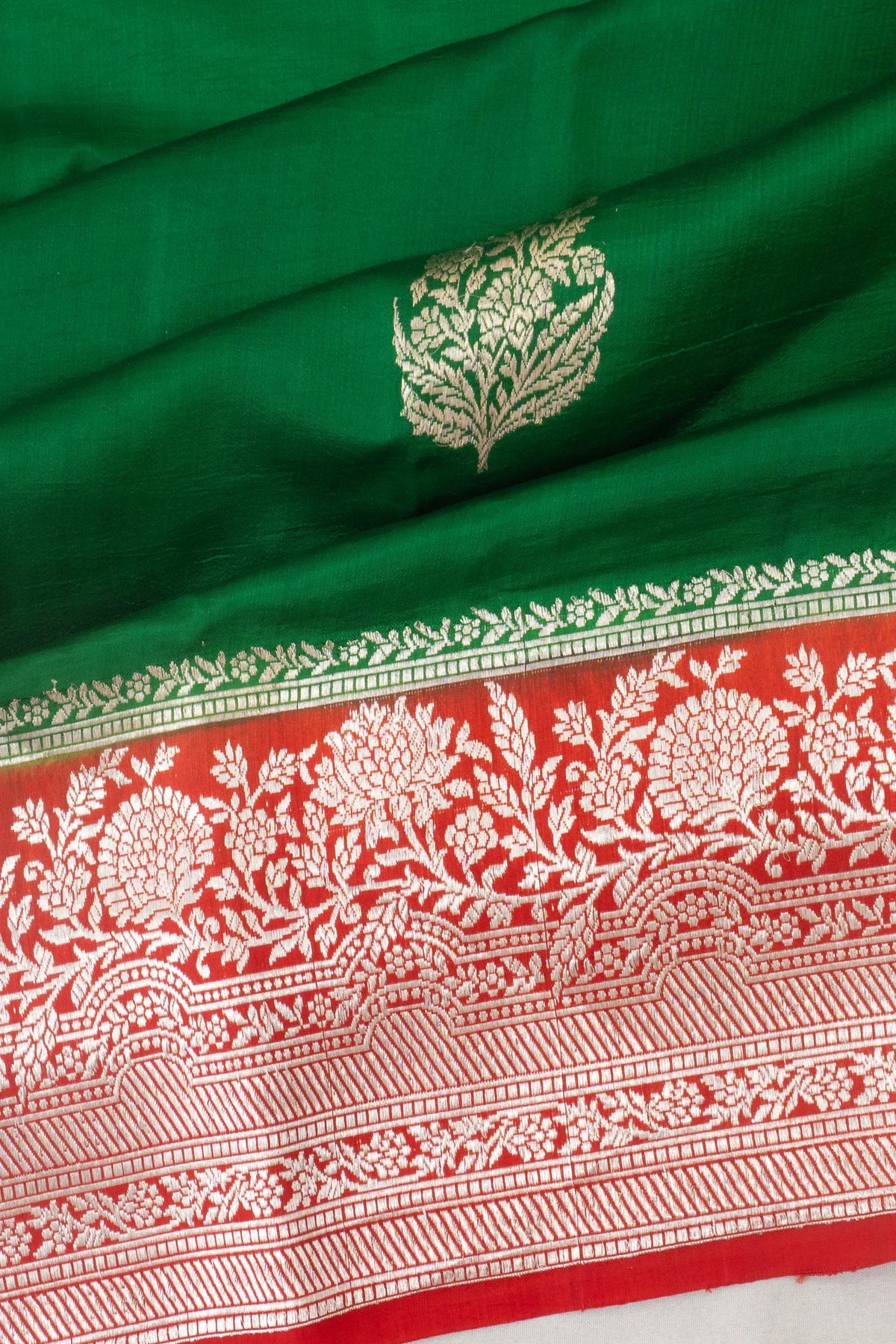 Vaanya Banaras Silk Butta Green Saree