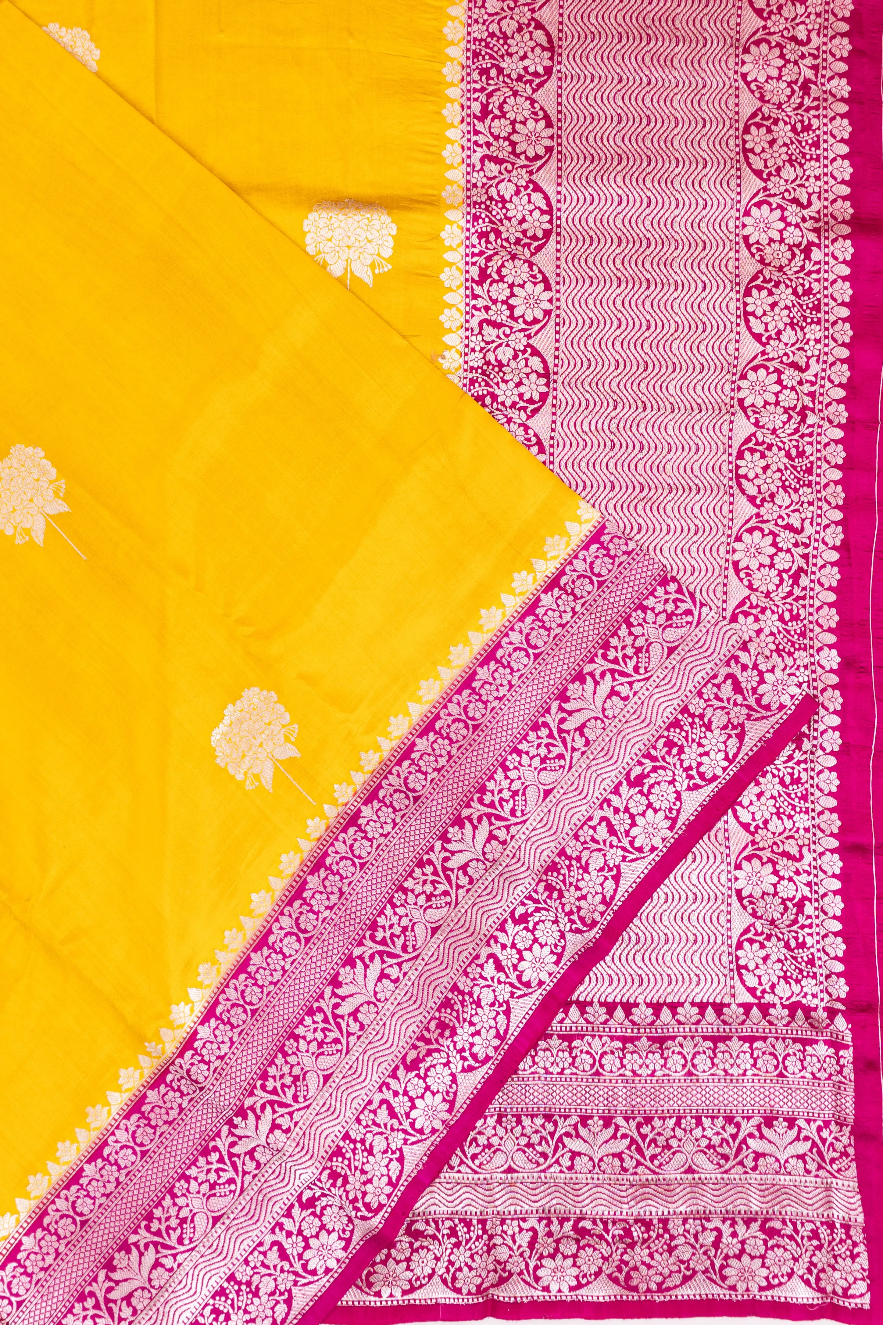 Vaanya Banaras Silk Butta Yellow Saree