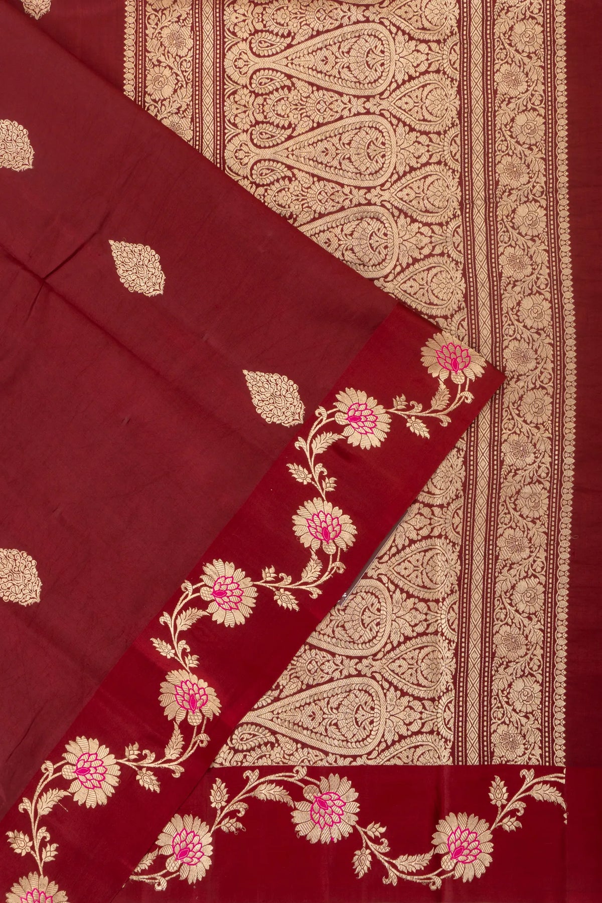 Vaanya Banaras Silk Butta Maroon Saree