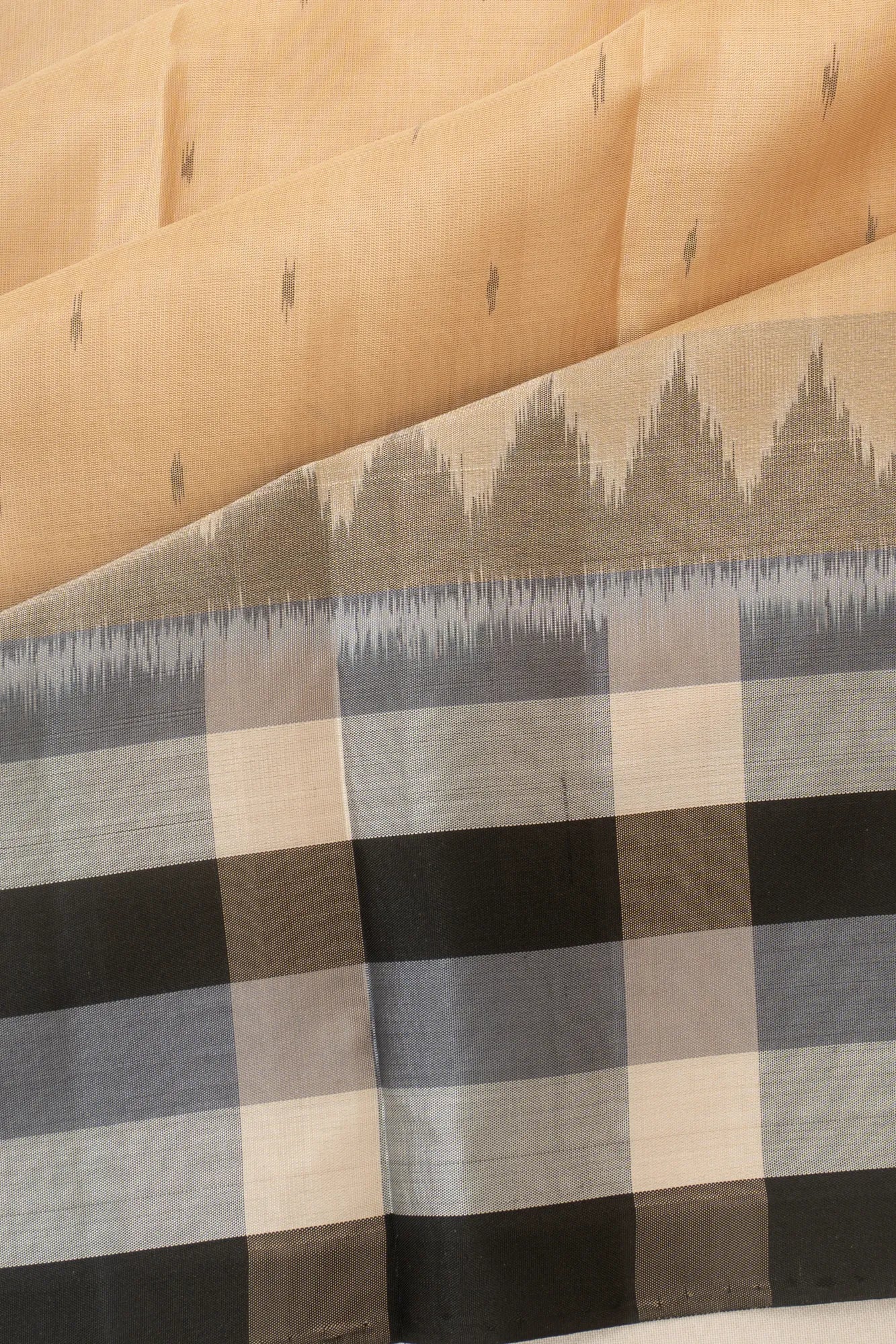Coimbatore Soft Silk Ikat Inspired Butta Beige Saree