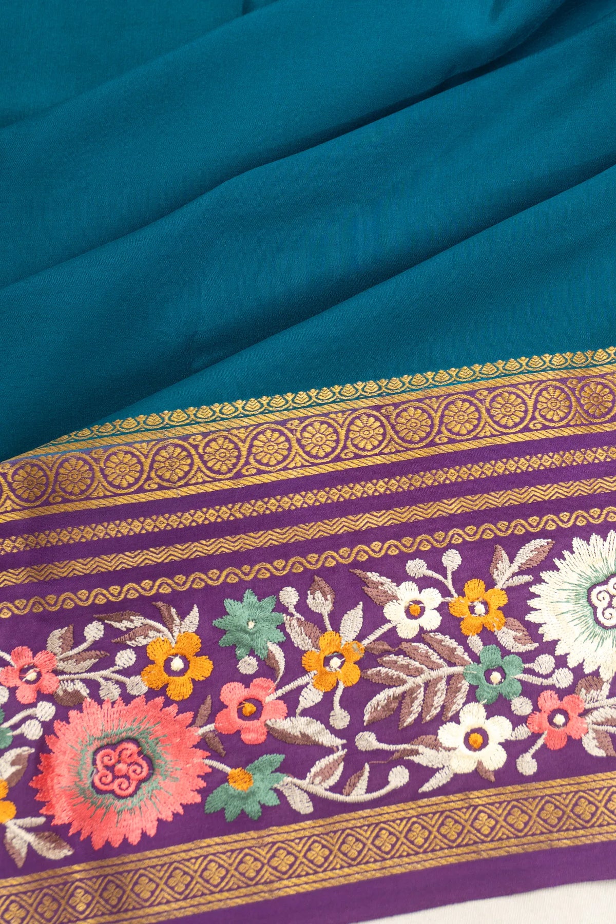 Mysore Silk Plain Dark Blue Saree