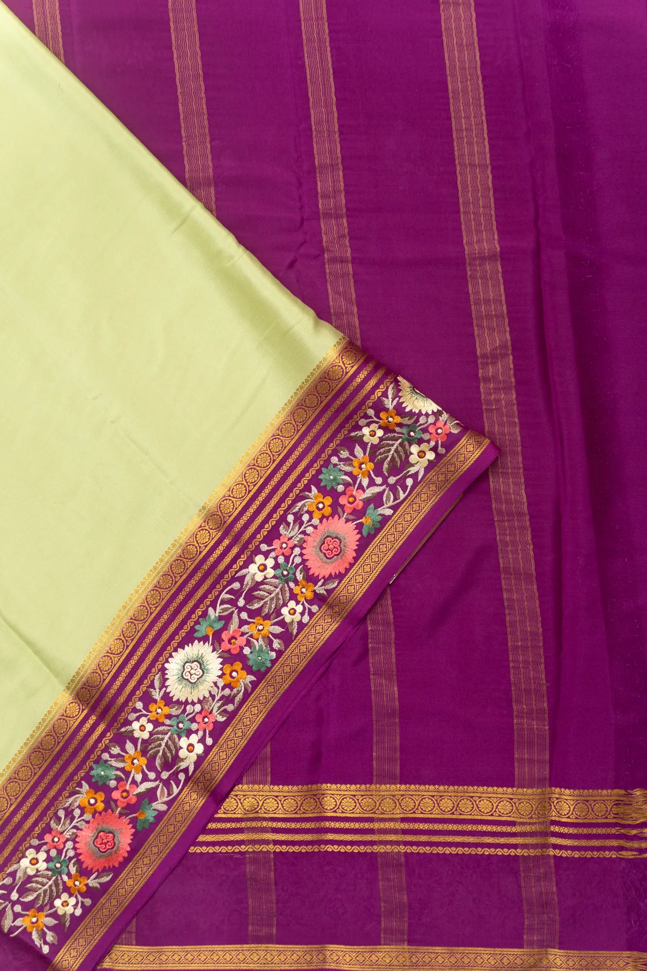 Mysore Silk Plain Pista Green Saree