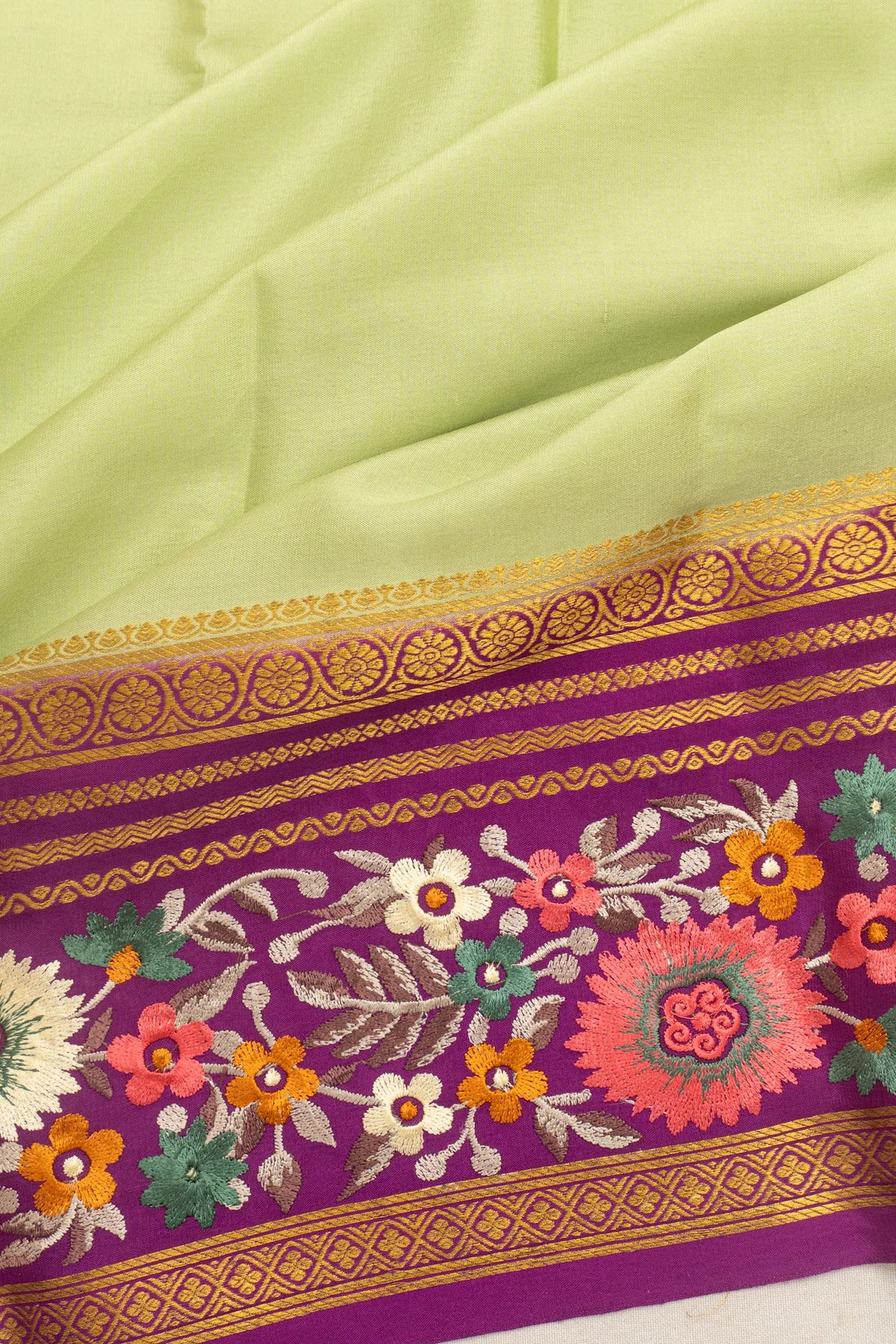 Mysore Silk Plain Pista Green Saree