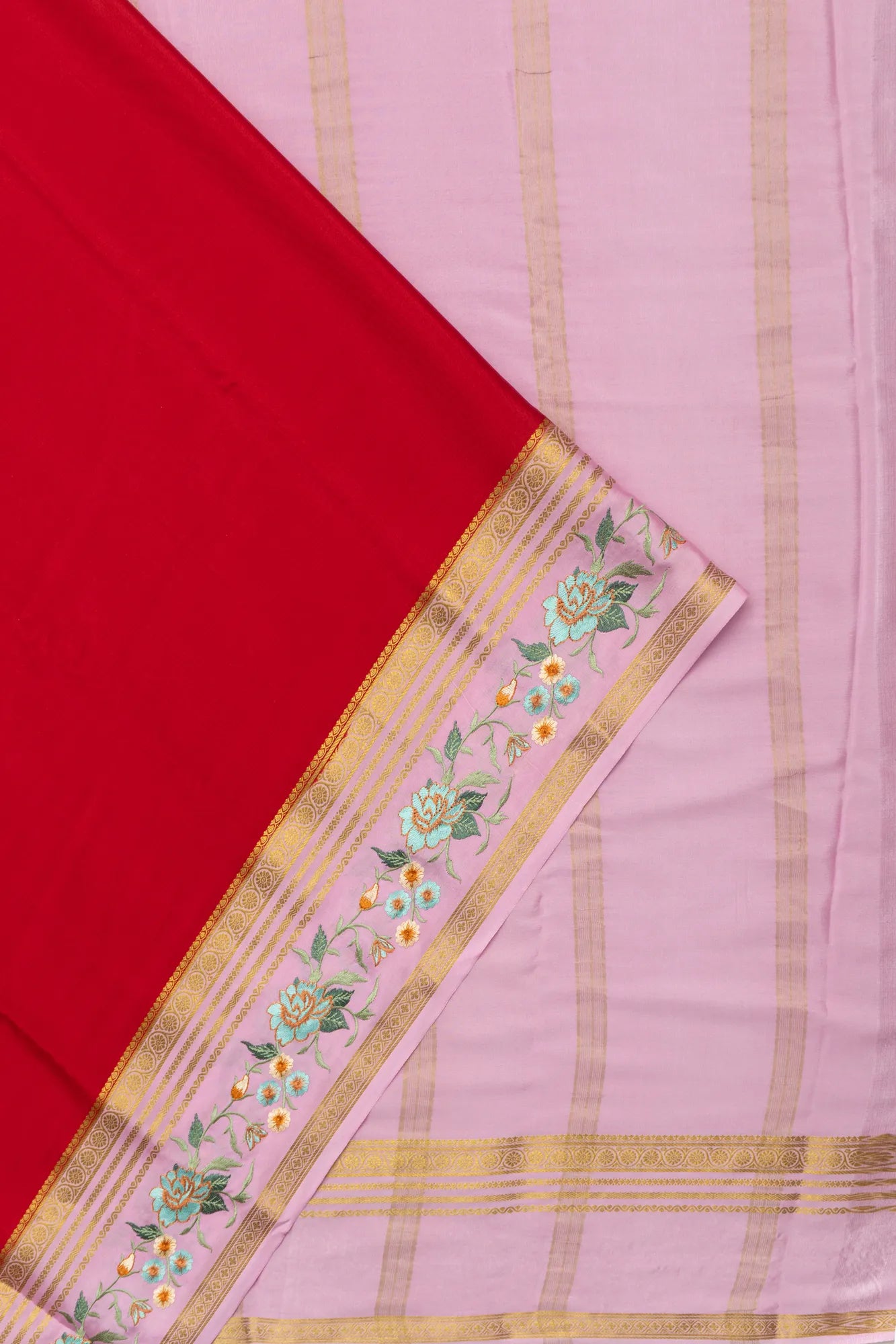 Mysore Silk Plain Red Saree