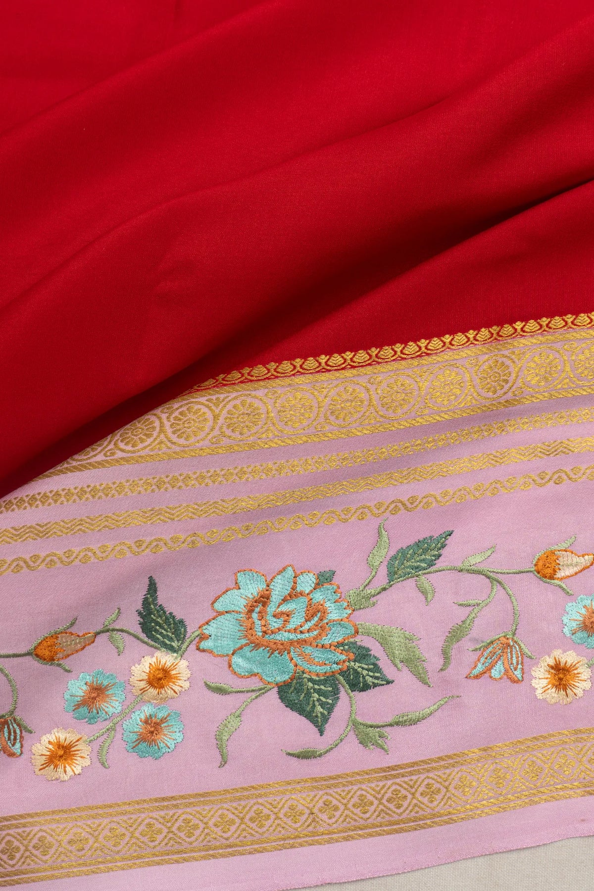 Mysore Silk Plain Red Saree