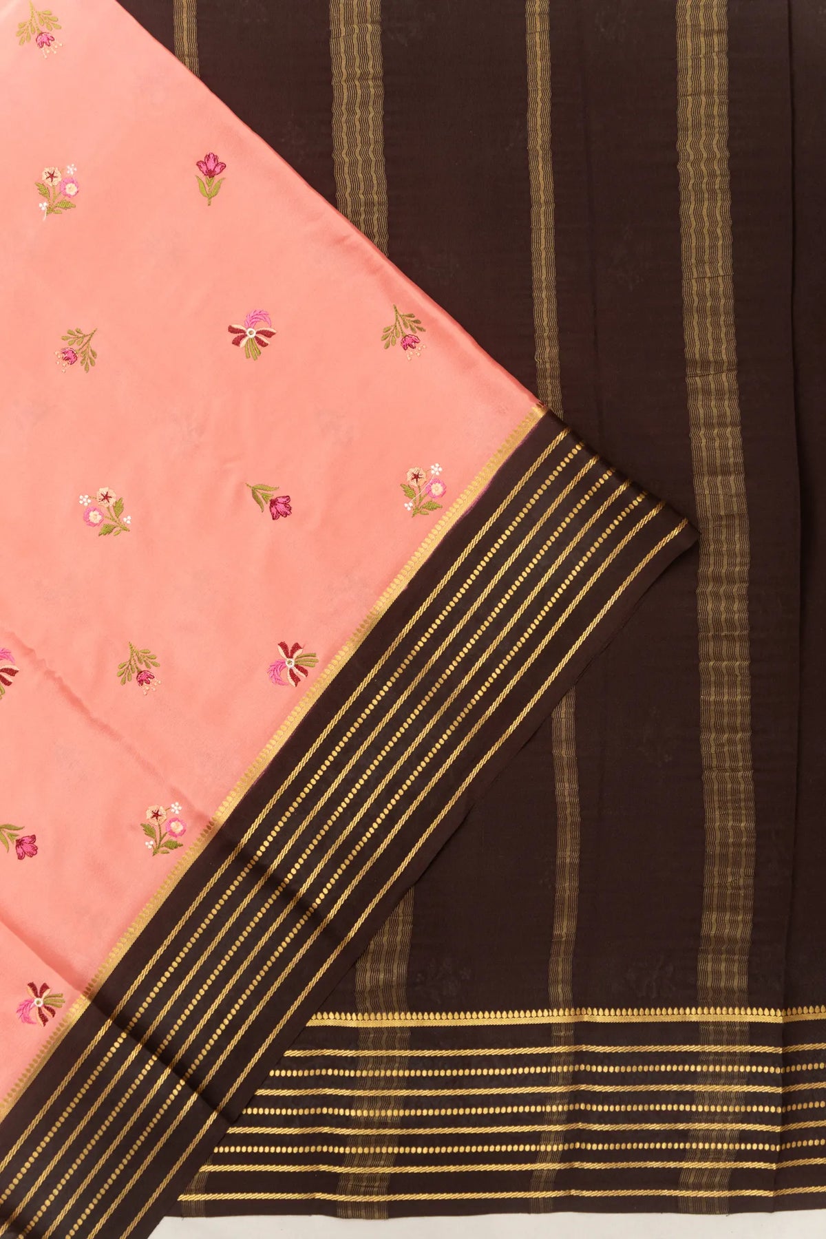 Mysore Silk Embroidery Butta Pink Saree