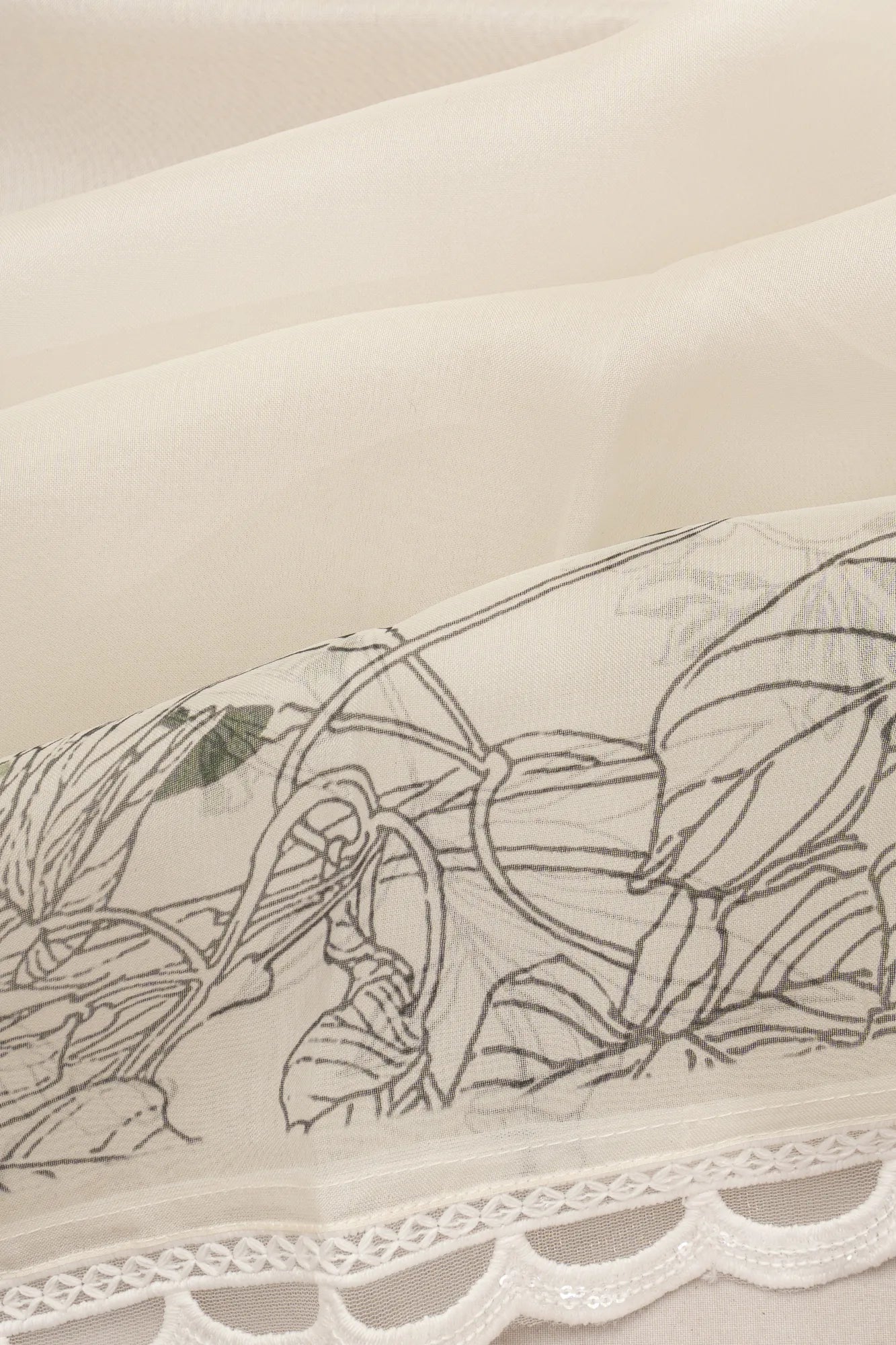 Organza Floral Printed White Saree