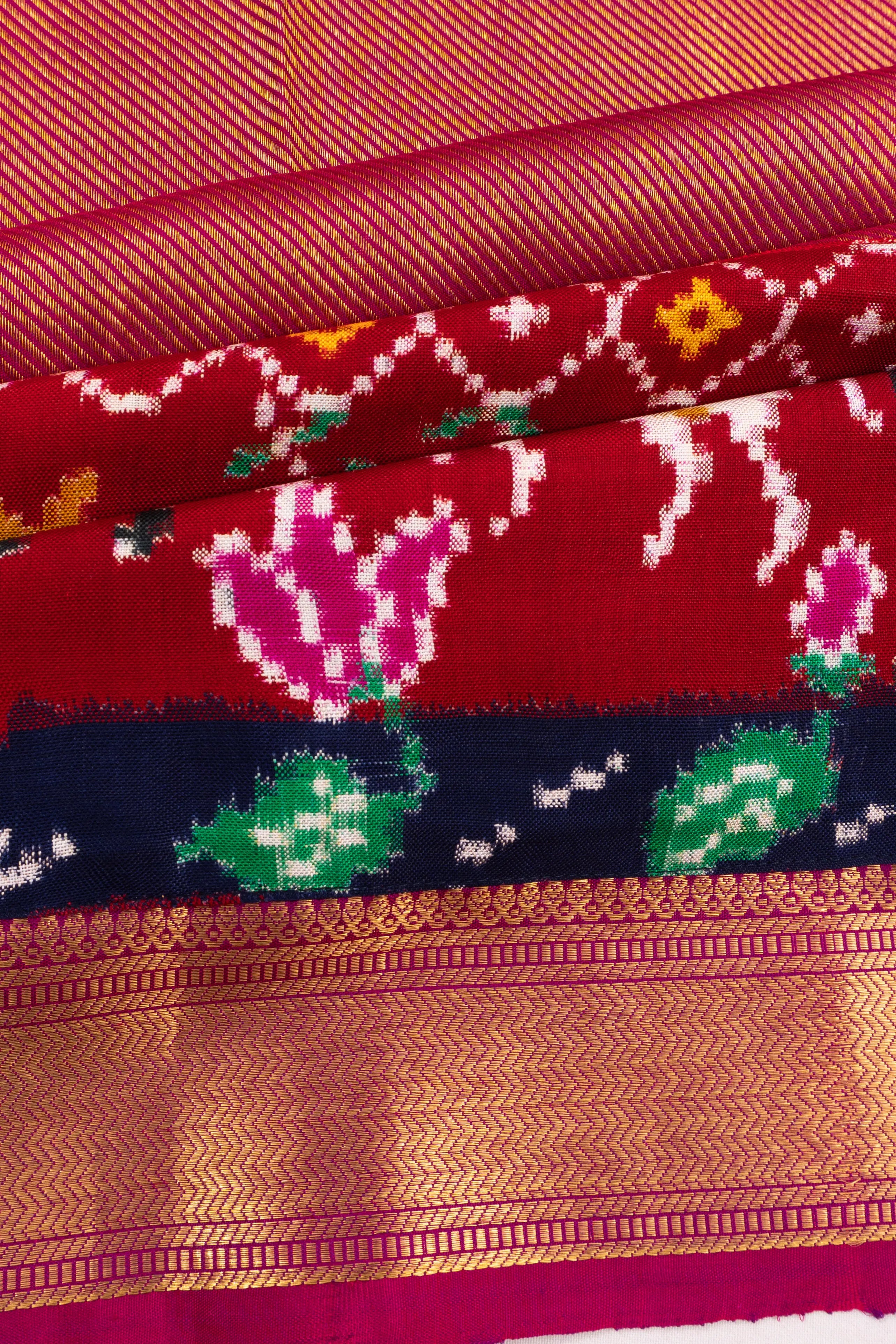 Patan Patola X Kanchipuram Silk Tissue Brocade Pink Saree With Pichwai Motifs