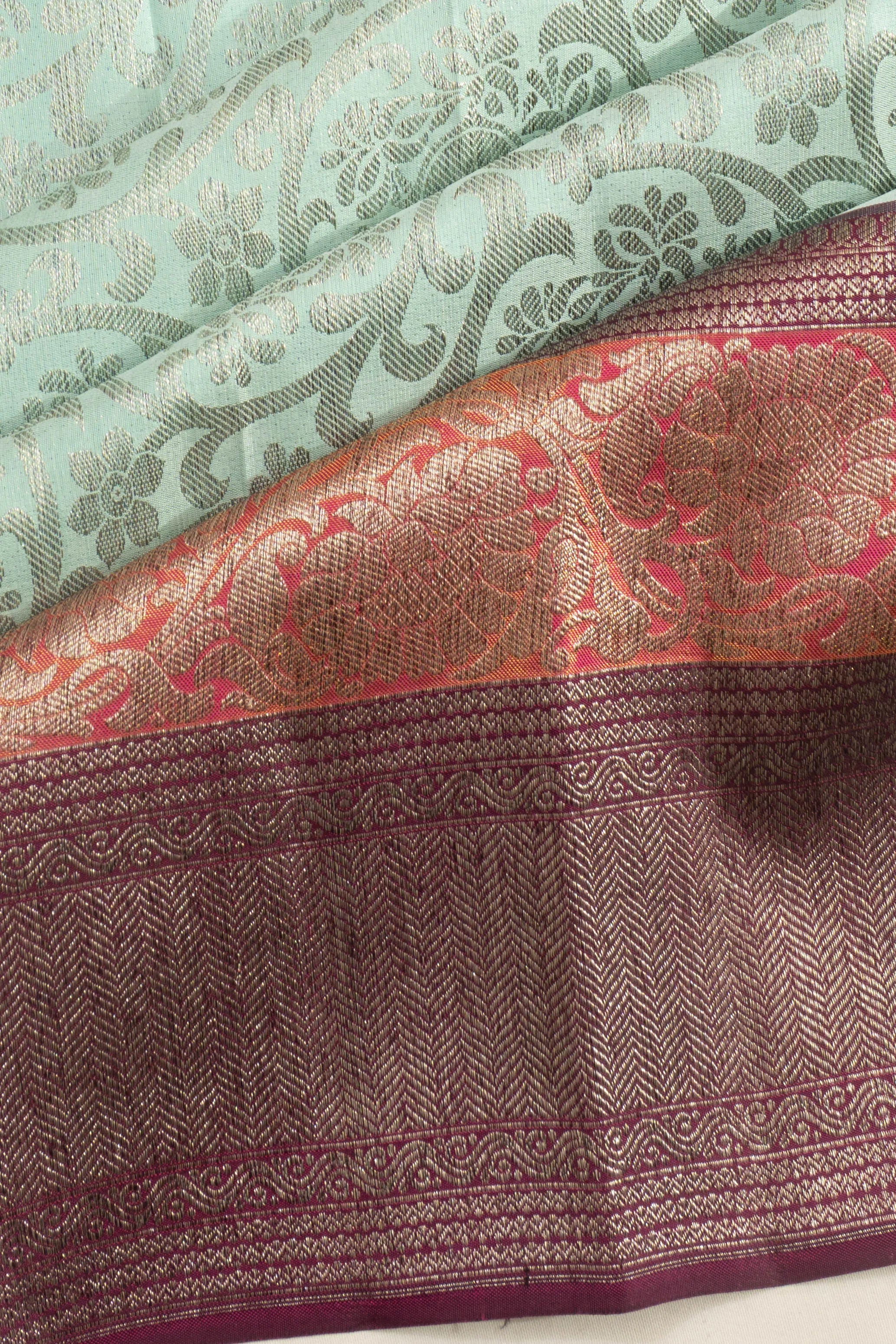 Kanchipuram Silk Jaal Sea Blue Saree