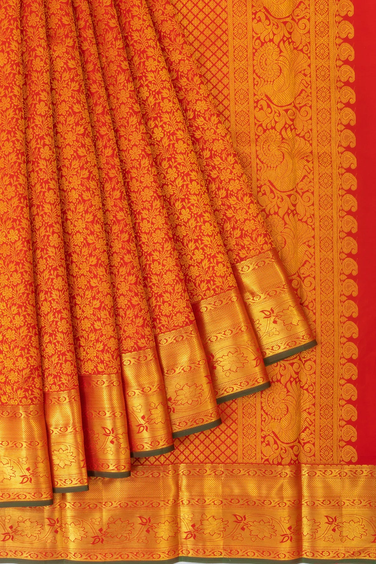Kanchipuram Silk Brocade Red Saree
