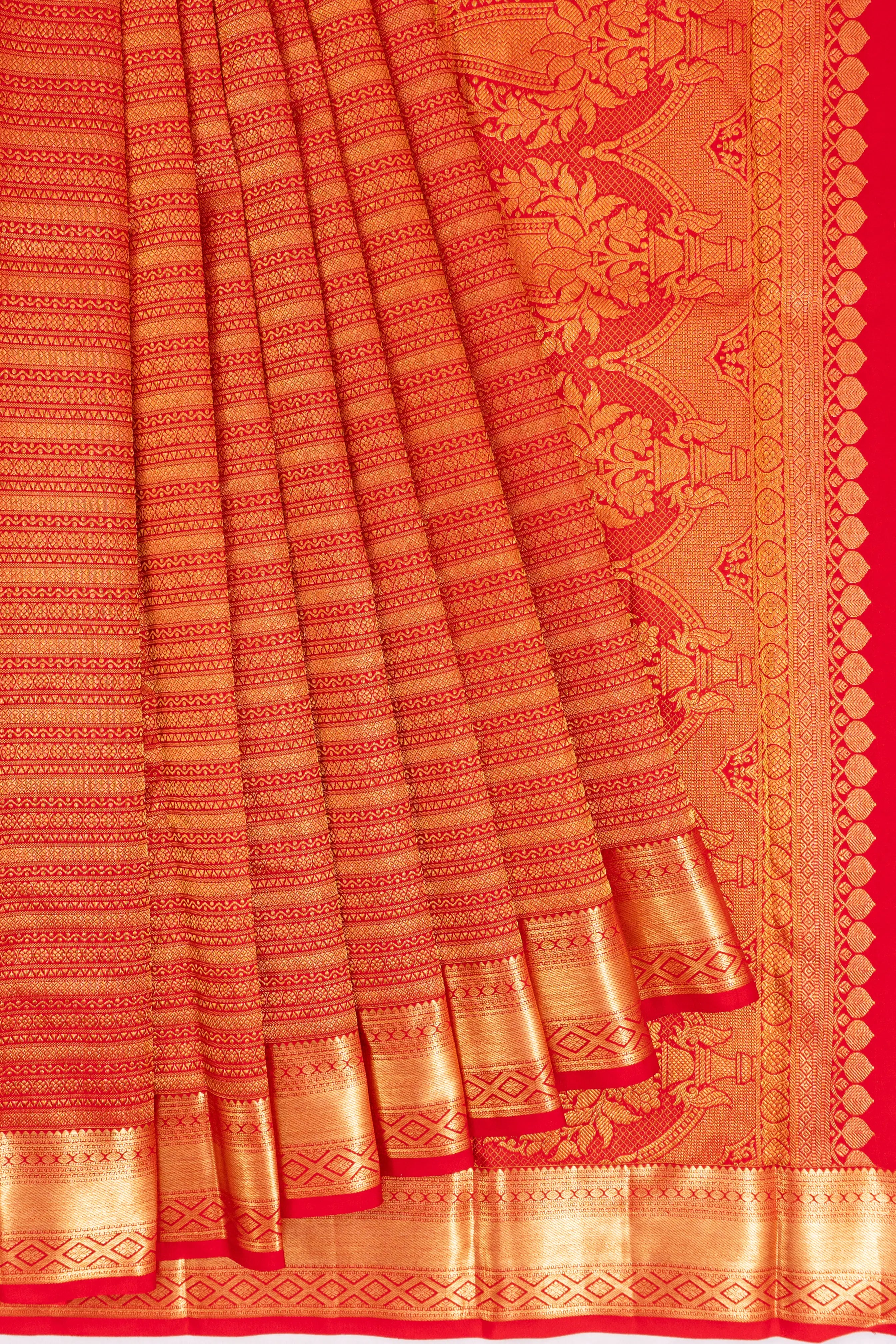 Kanchipuram Silk Brocade Red Saree