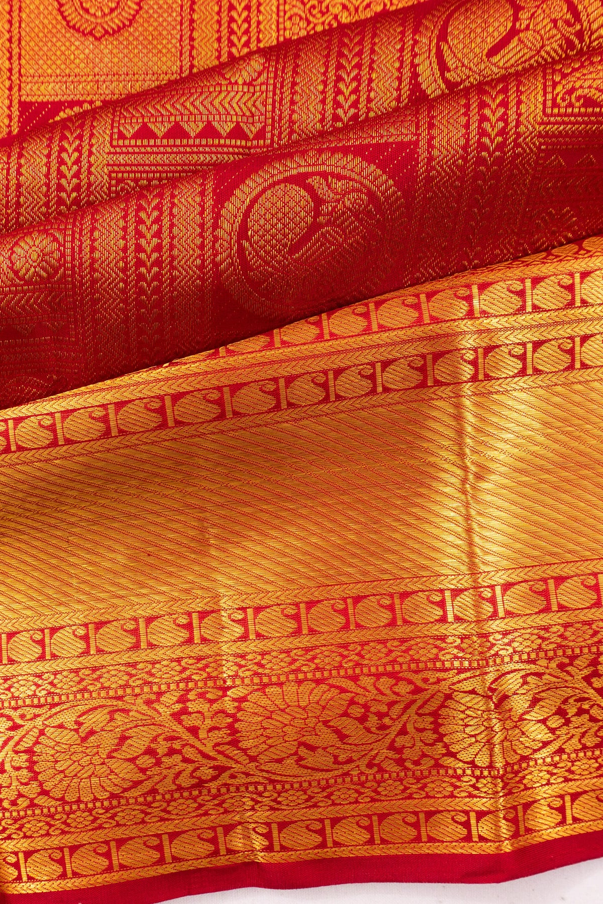 Kanchipuram Silk Brocade Red Saree