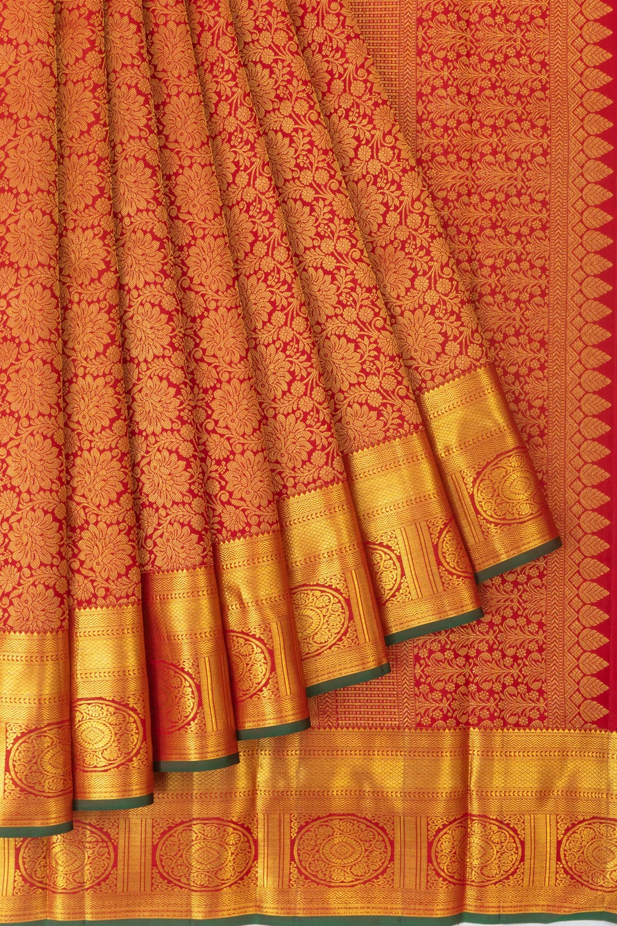 Kanchipuram Silk Brocade Red Saree