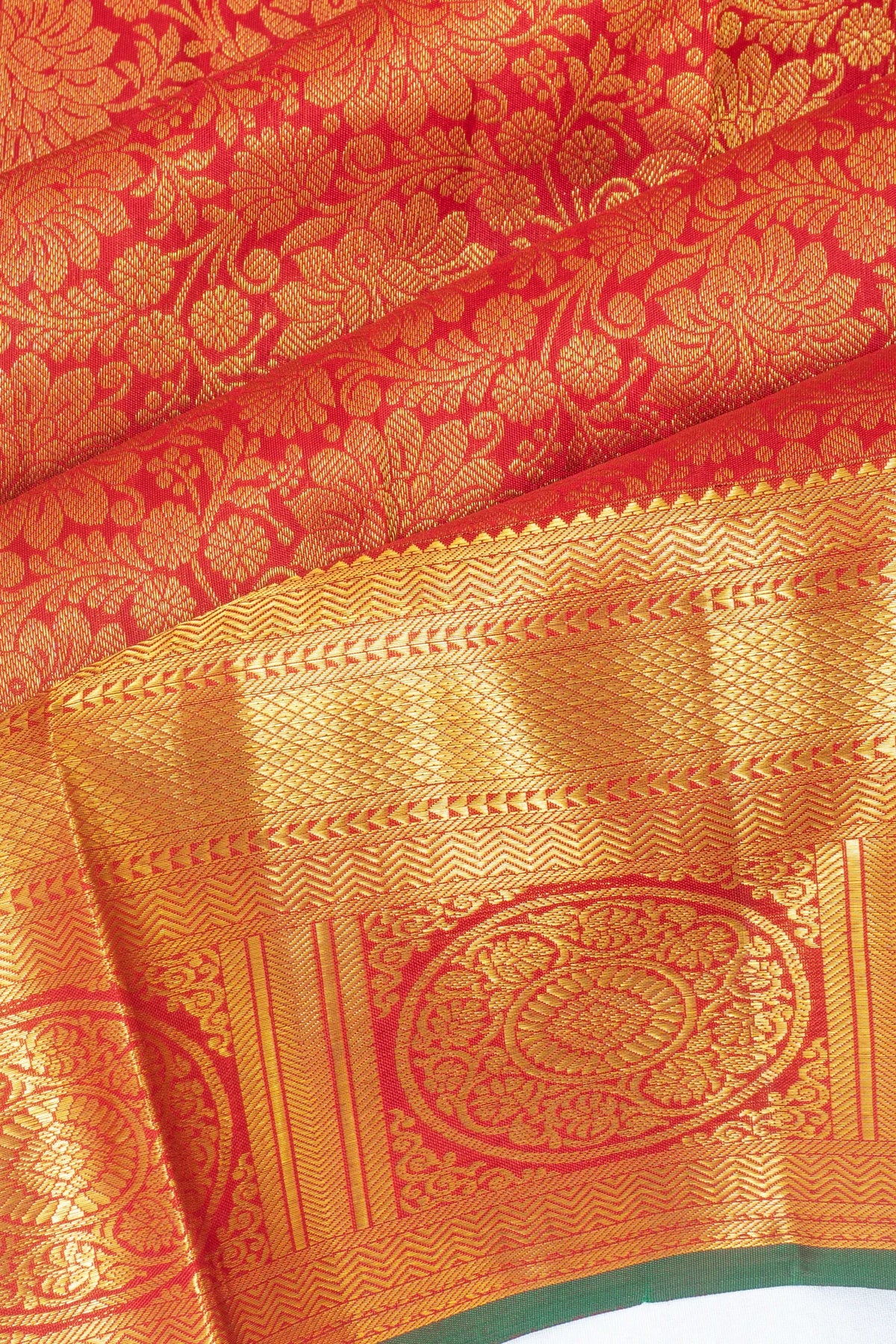 Kanchipuram Silk Brocade Red Saree