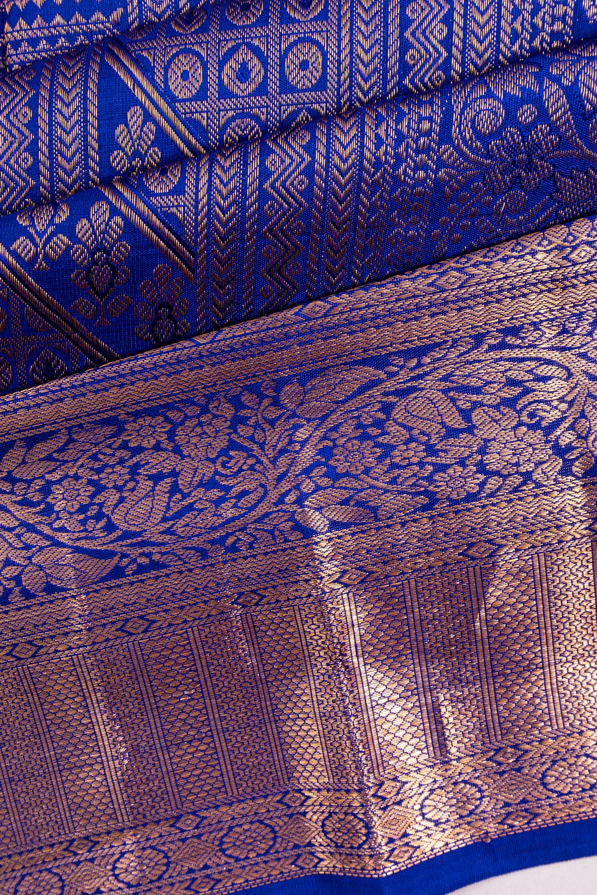 Kanchipuram Silk Brocade Royal Blue Saree
