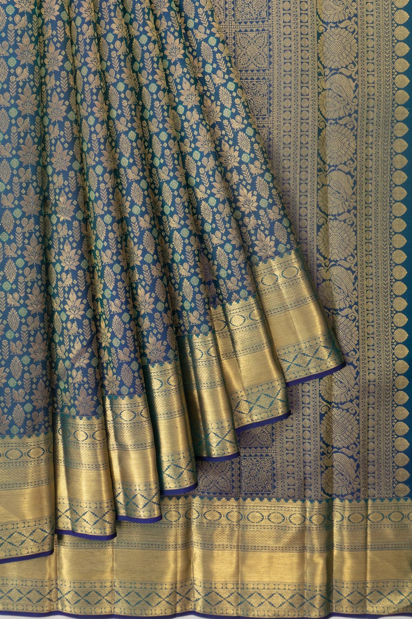 Kanchipuram Silk Brocade Blue Saree