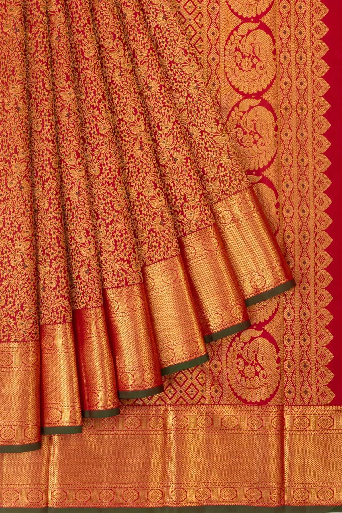 Kanchipuram Silk Brocade Red Saree