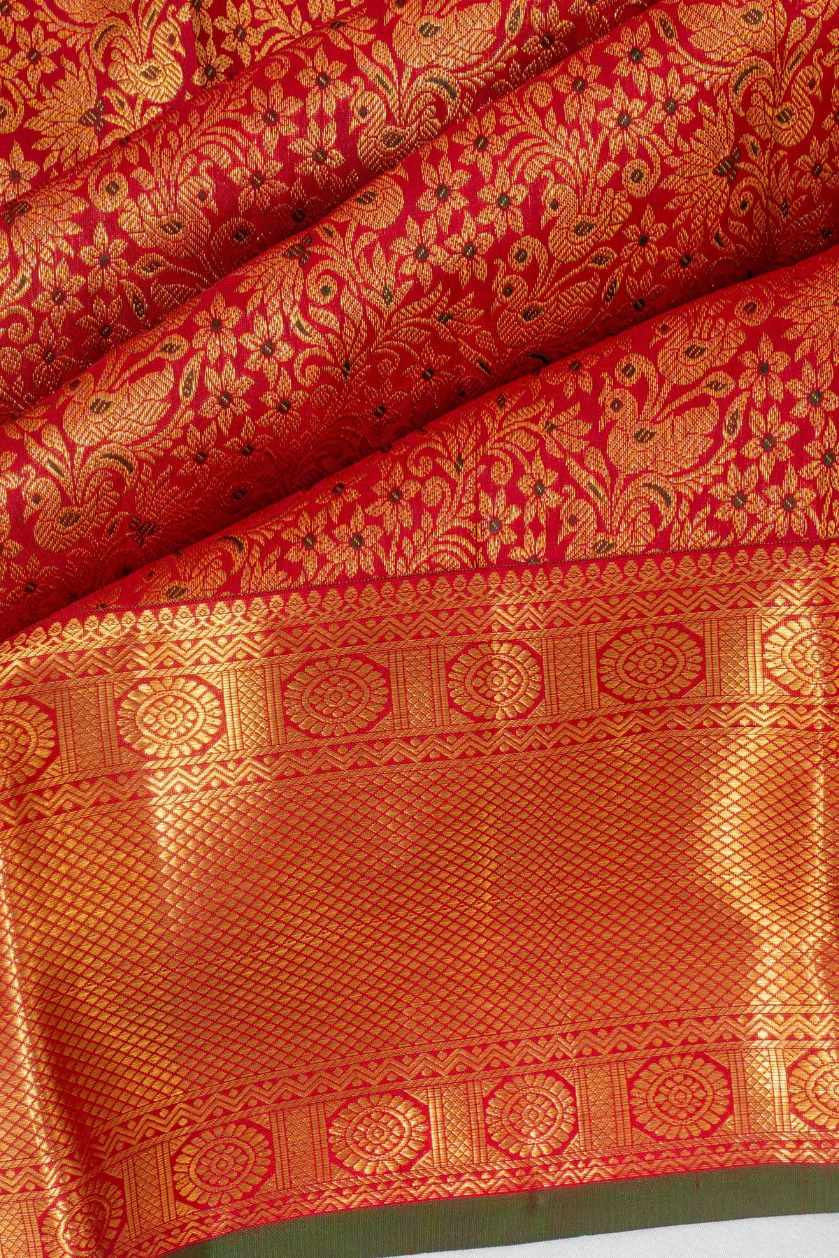 Kanchipuram Silk Brocade Red Saree