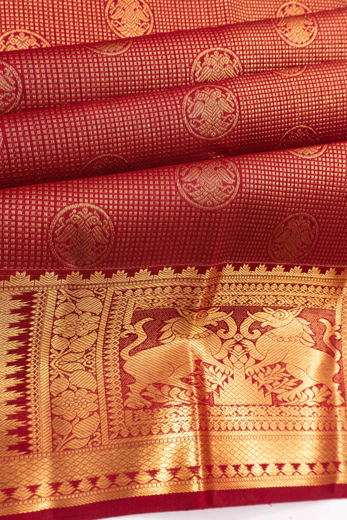 Kanchipuram Silk Brocade Red Saree