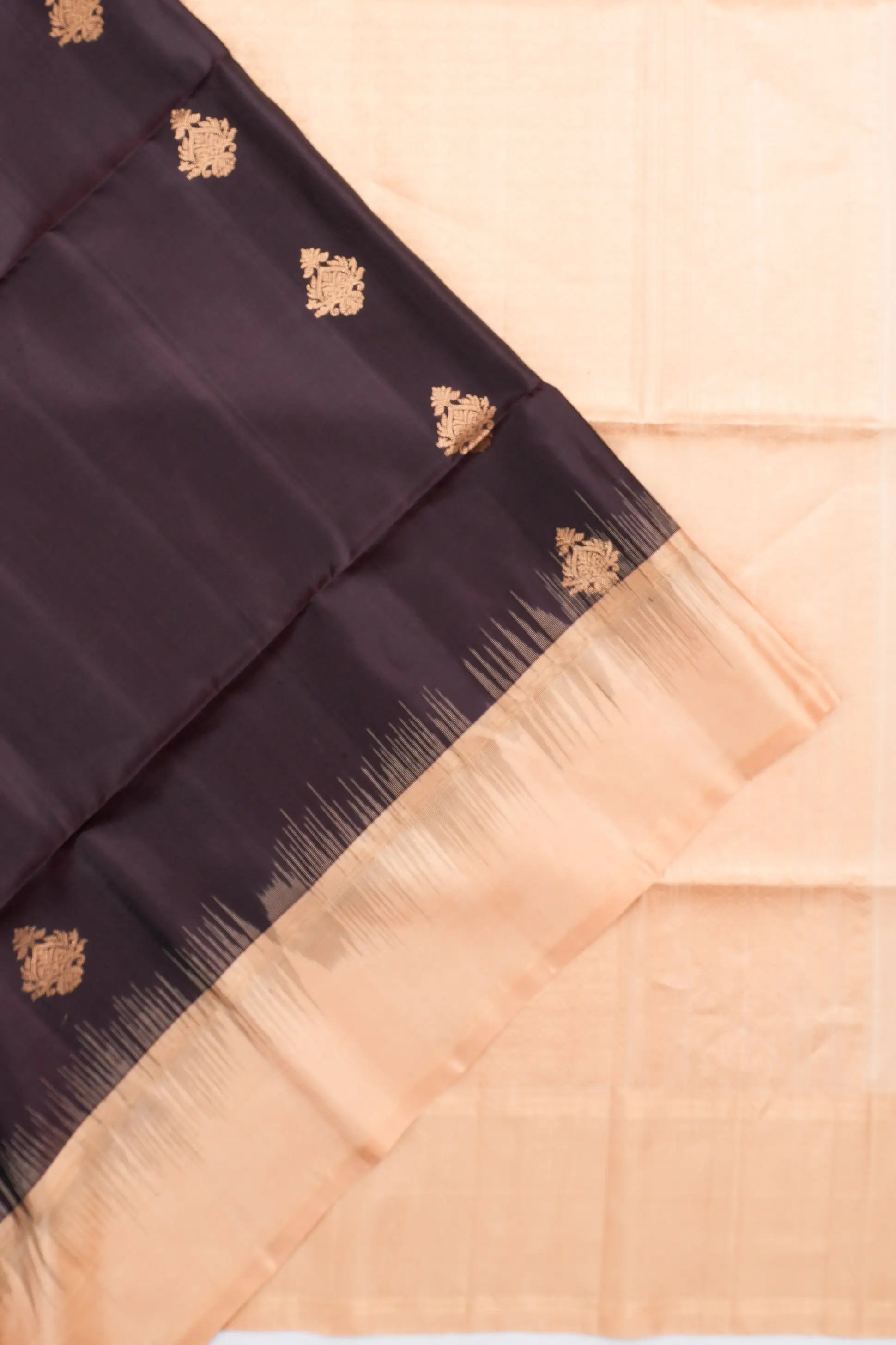 Coimbatore Soft Silk Butta Dark Brown Saree