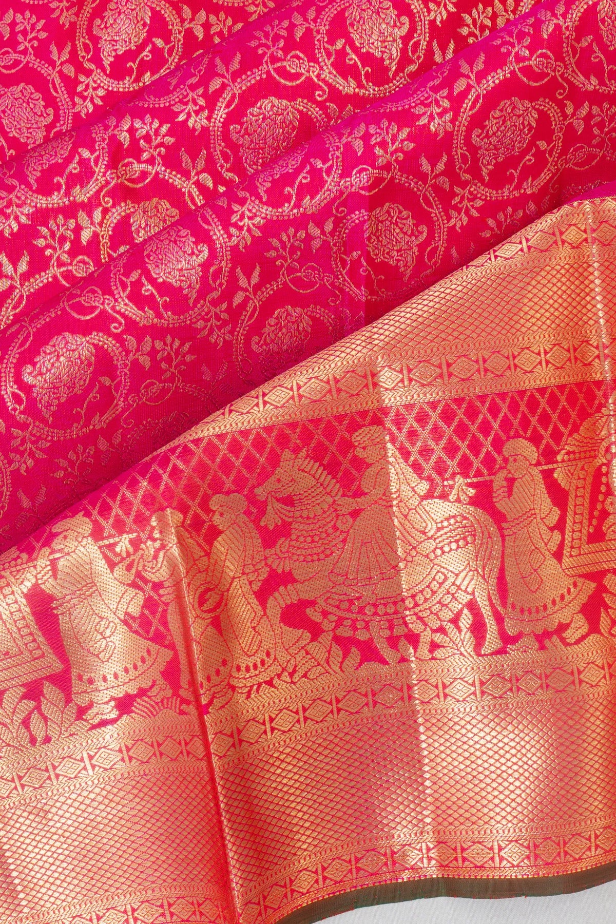 Taranga Kanchi Silk Jaal Pink Saree