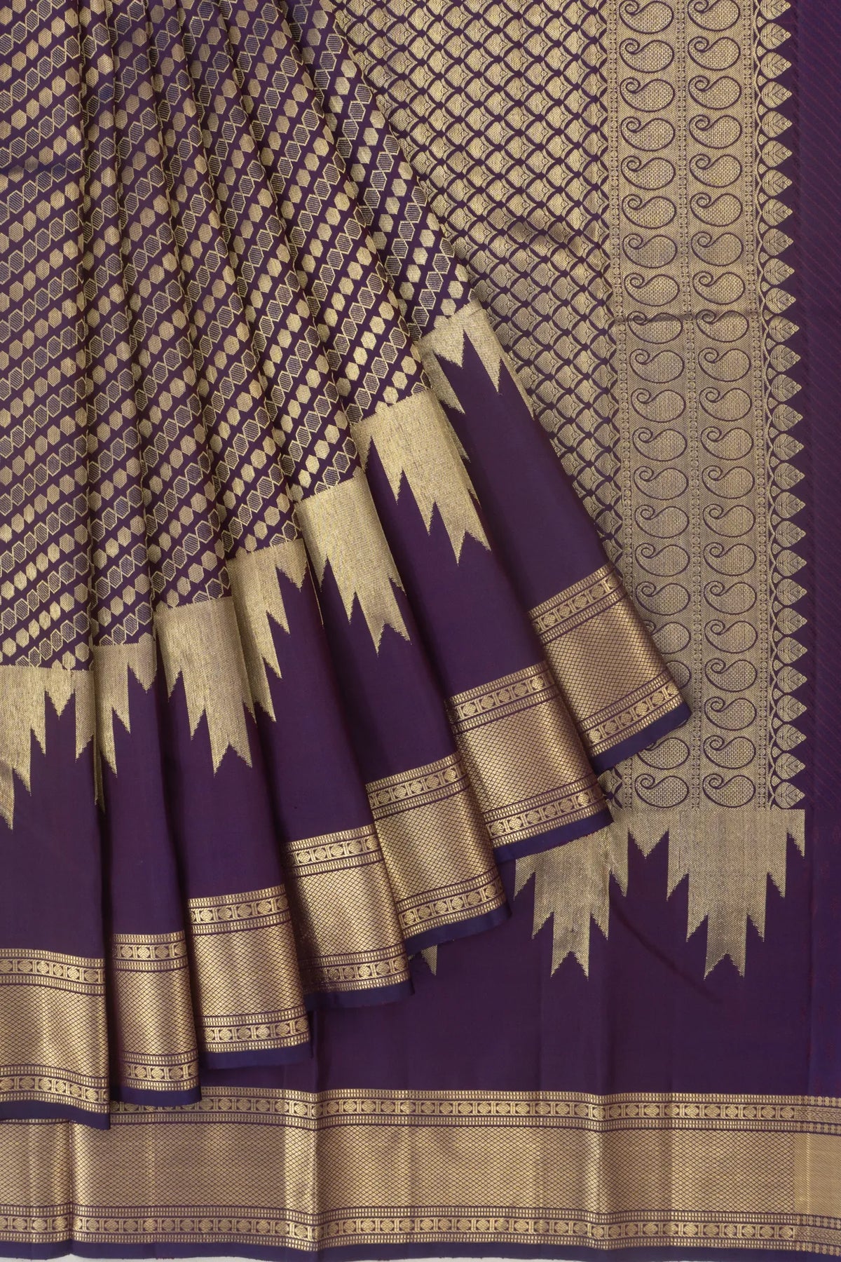 Kanchipuram Silk Brocade Purple Saree