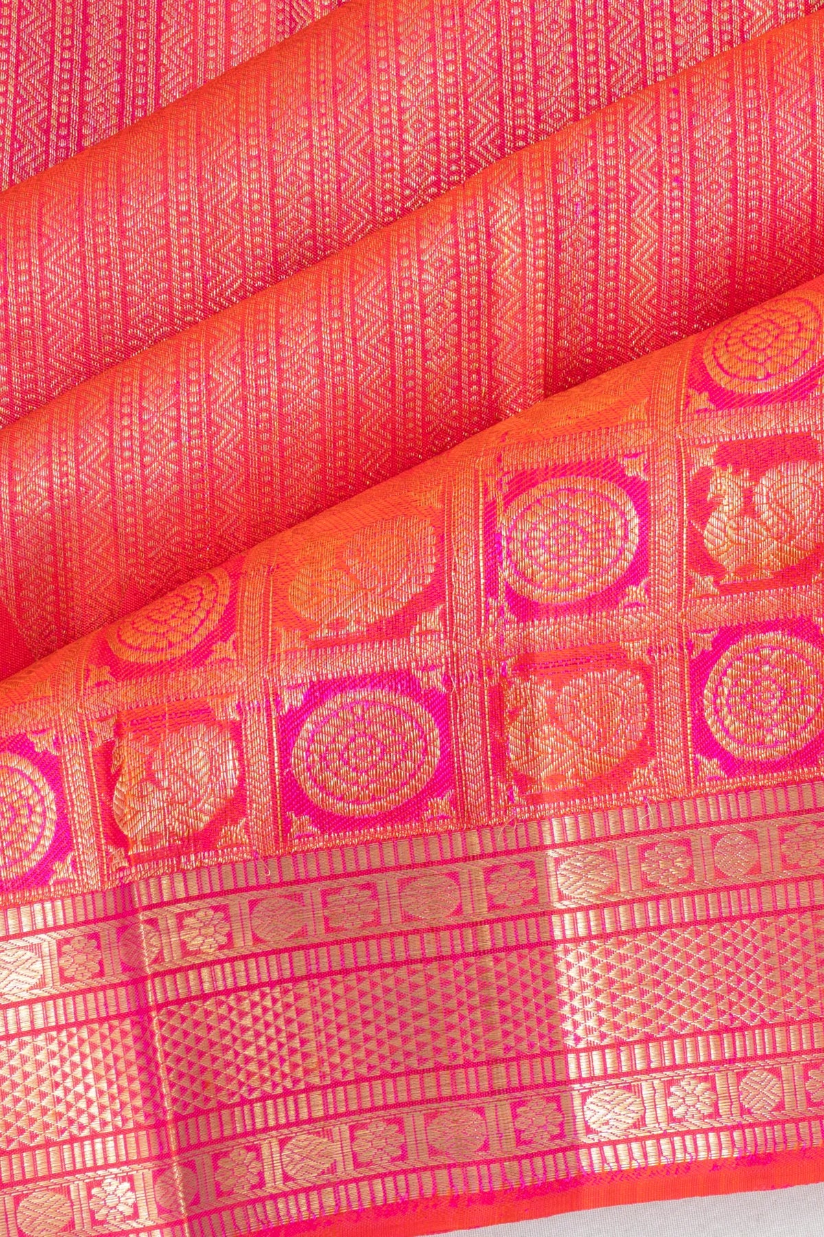 Kanchipuram Silk Brocade Pink Saree