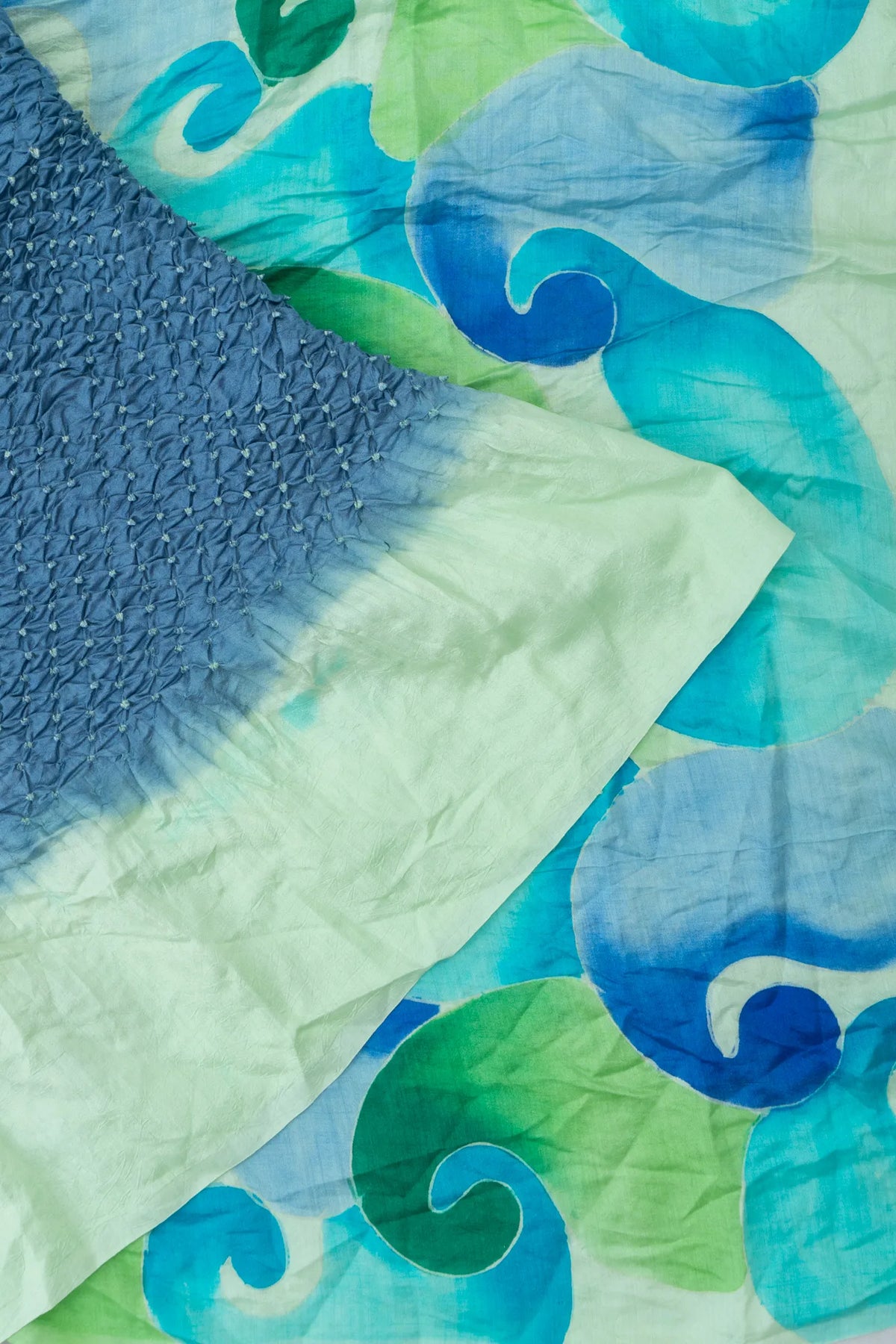 Gaji Silk Bandhani Brocade Blue Saree With Printed Pallu
