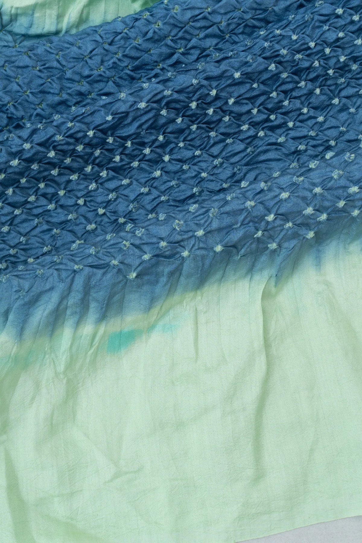 Gaji Silk Bandhani Brocade Blue Saree With Printed Pallu