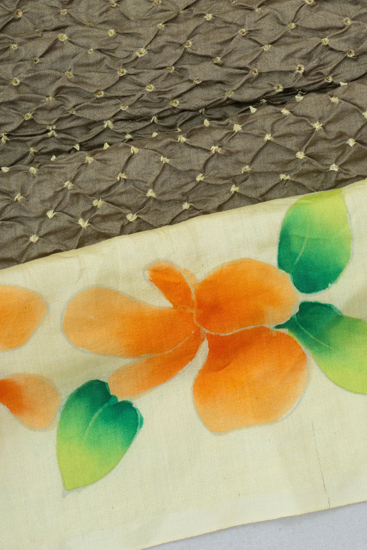 Gaji Silk Bandhani Brocade Mehandi Green Saree With Printed Border