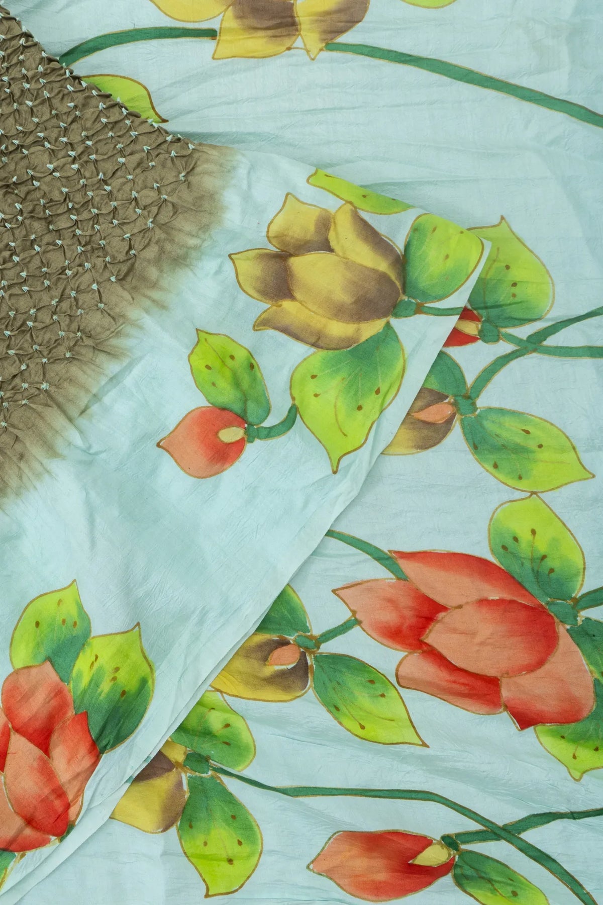 Gaji Silk Bandhani Brocade Mehandi Green Saree With Printed Border