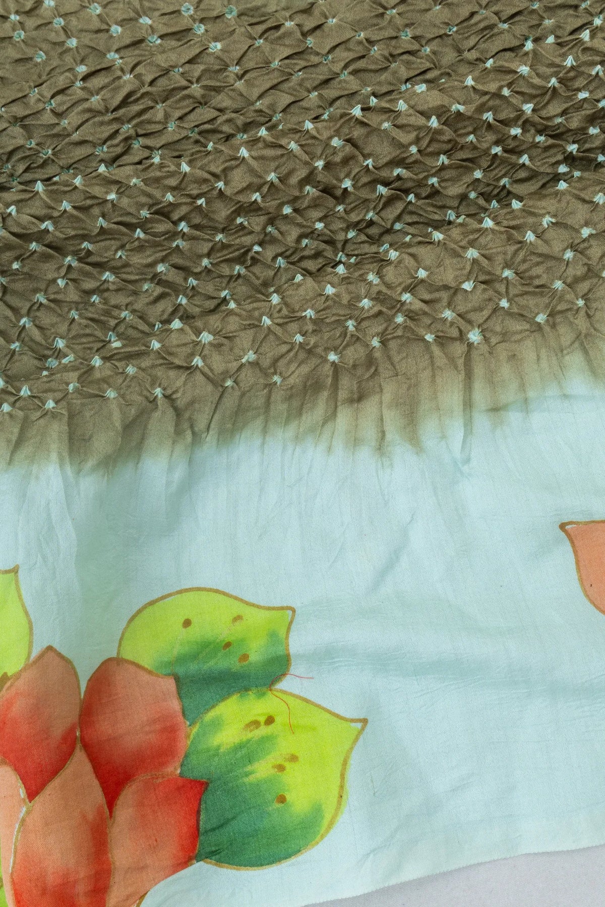 Gaji Silk Bandhani Brocade Mehandi Green Saree With Printed Border