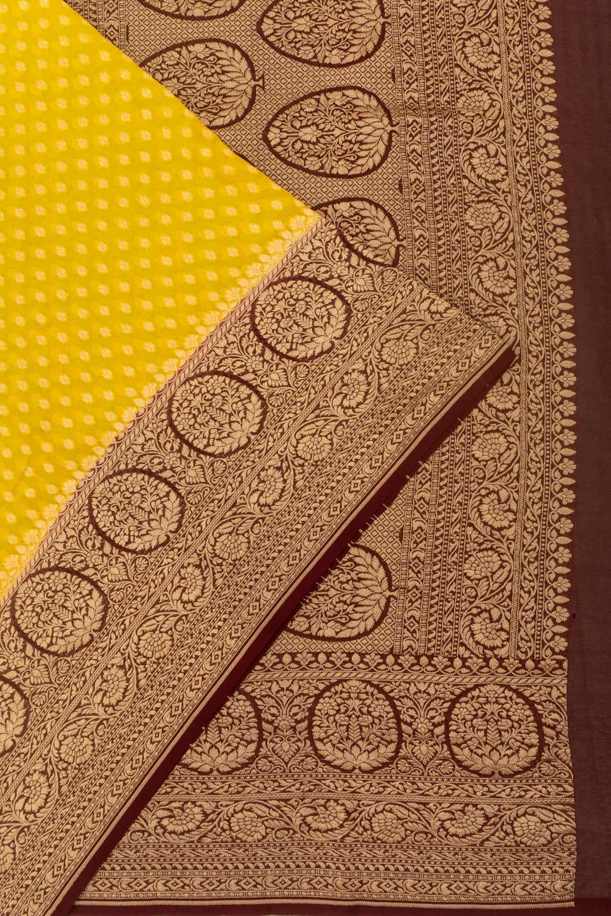 Vaanya Banaras Georgette Brocade Yellow Saree