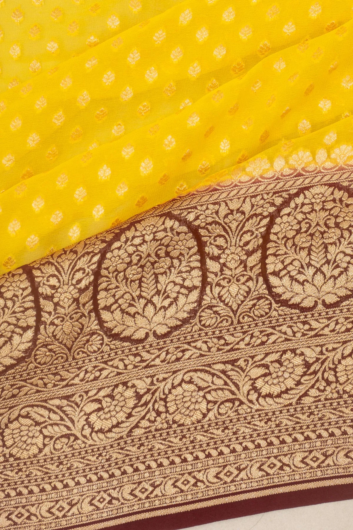 Vaanya Banaras Georgette Brocade Yellow Saree