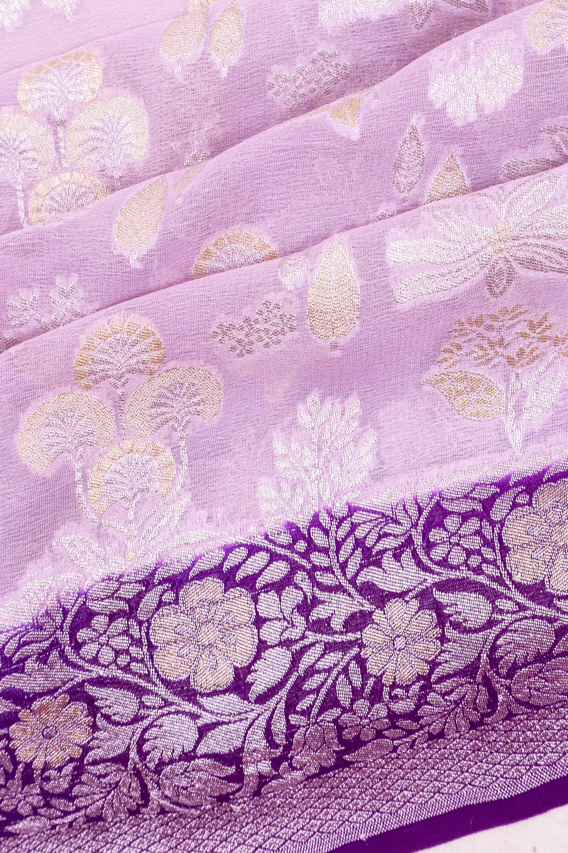 Banarasi Georgette Jaal Lavender Saree