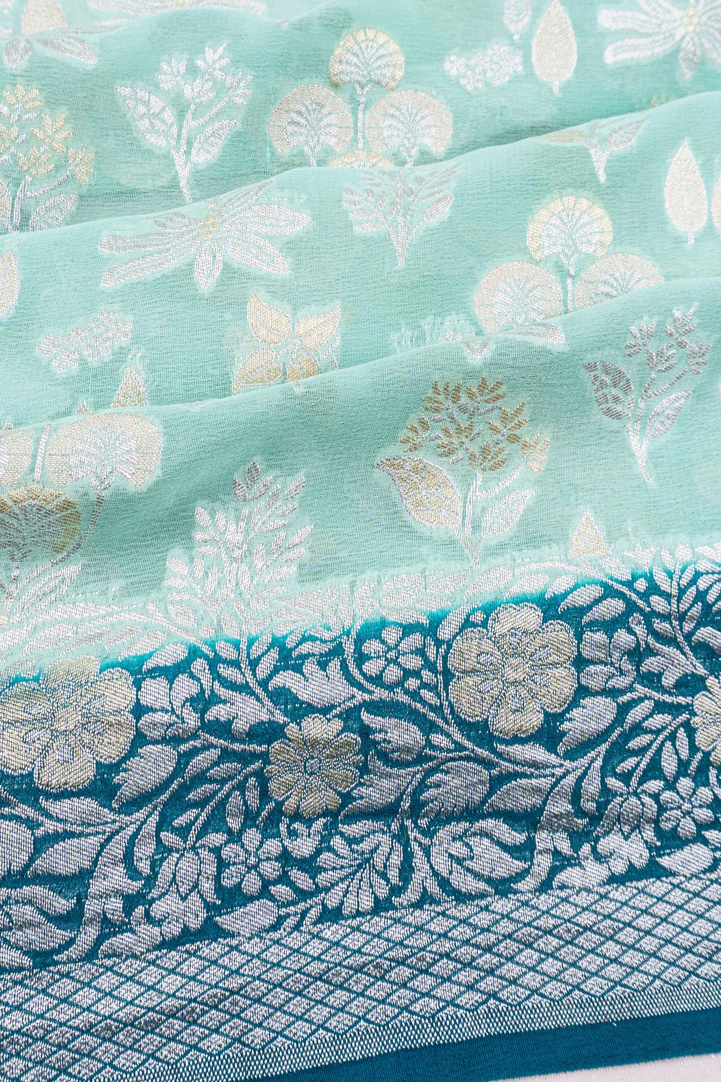 Banarasi Georgette Jaal Pastel Blue Saree