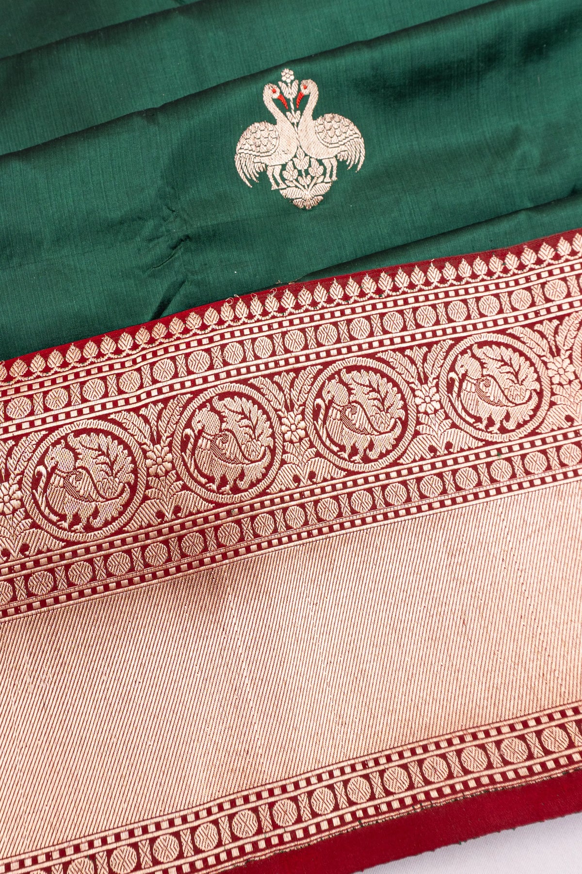 Banarasi Katan Silk Butta Dark Green Saree