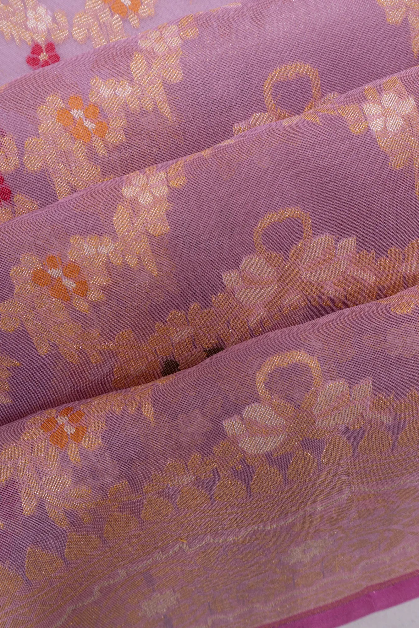 Banarasi Kora Organza Jaal Baby Pink Saree