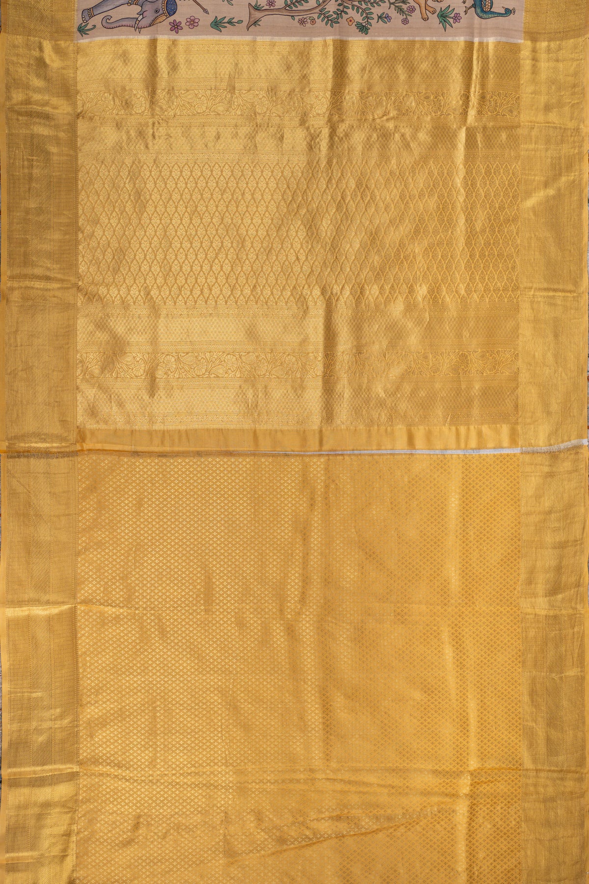 Kanchipuram Silk Printed Beige Saree