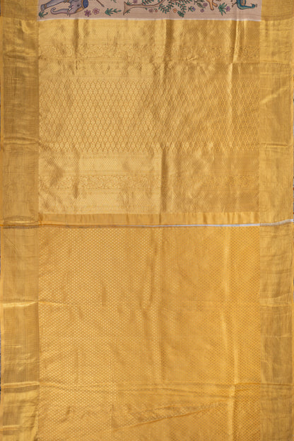 Kanchipuram Silk Printed Beige Saree