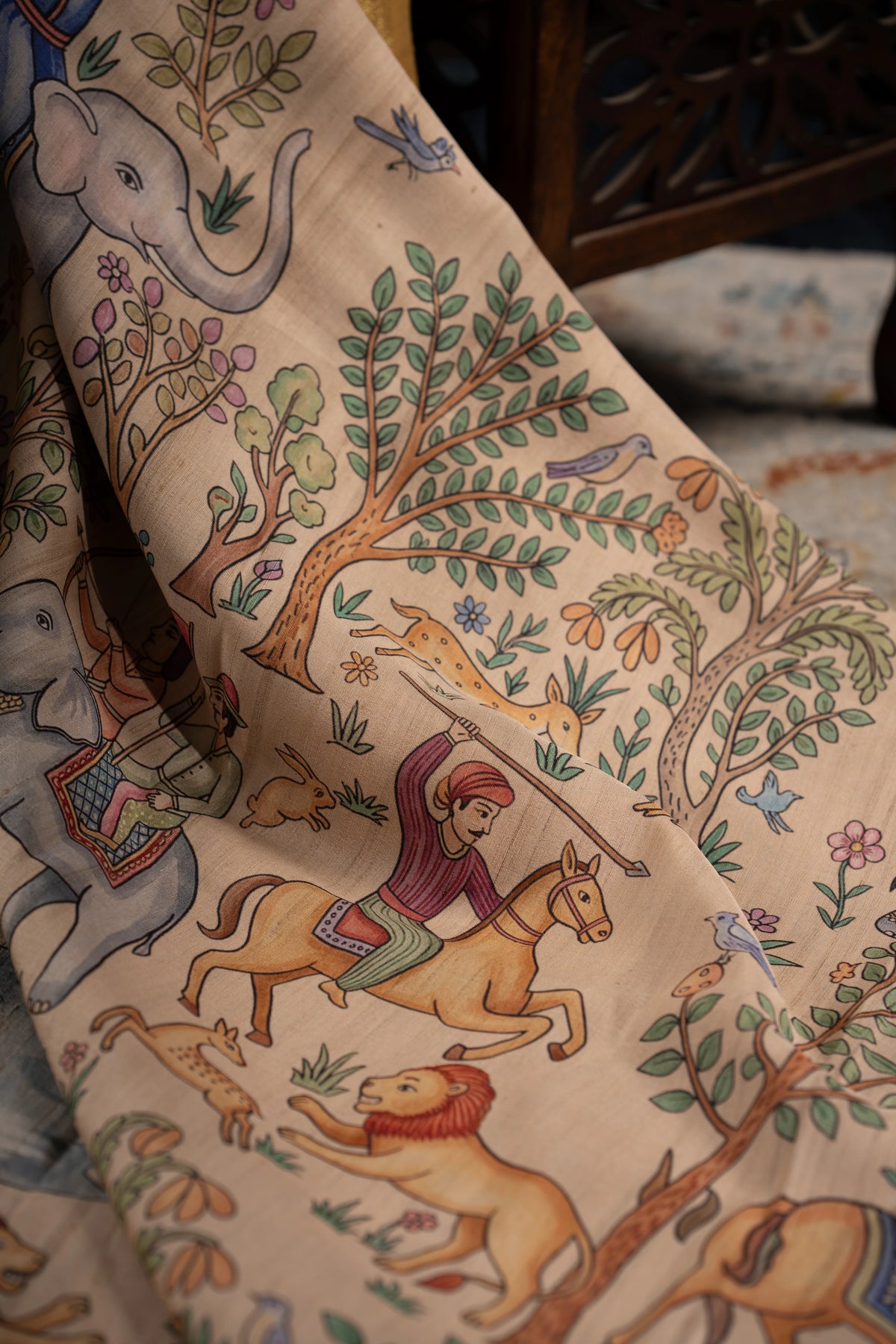 Kanchipuram Silk Printed Beige Saree