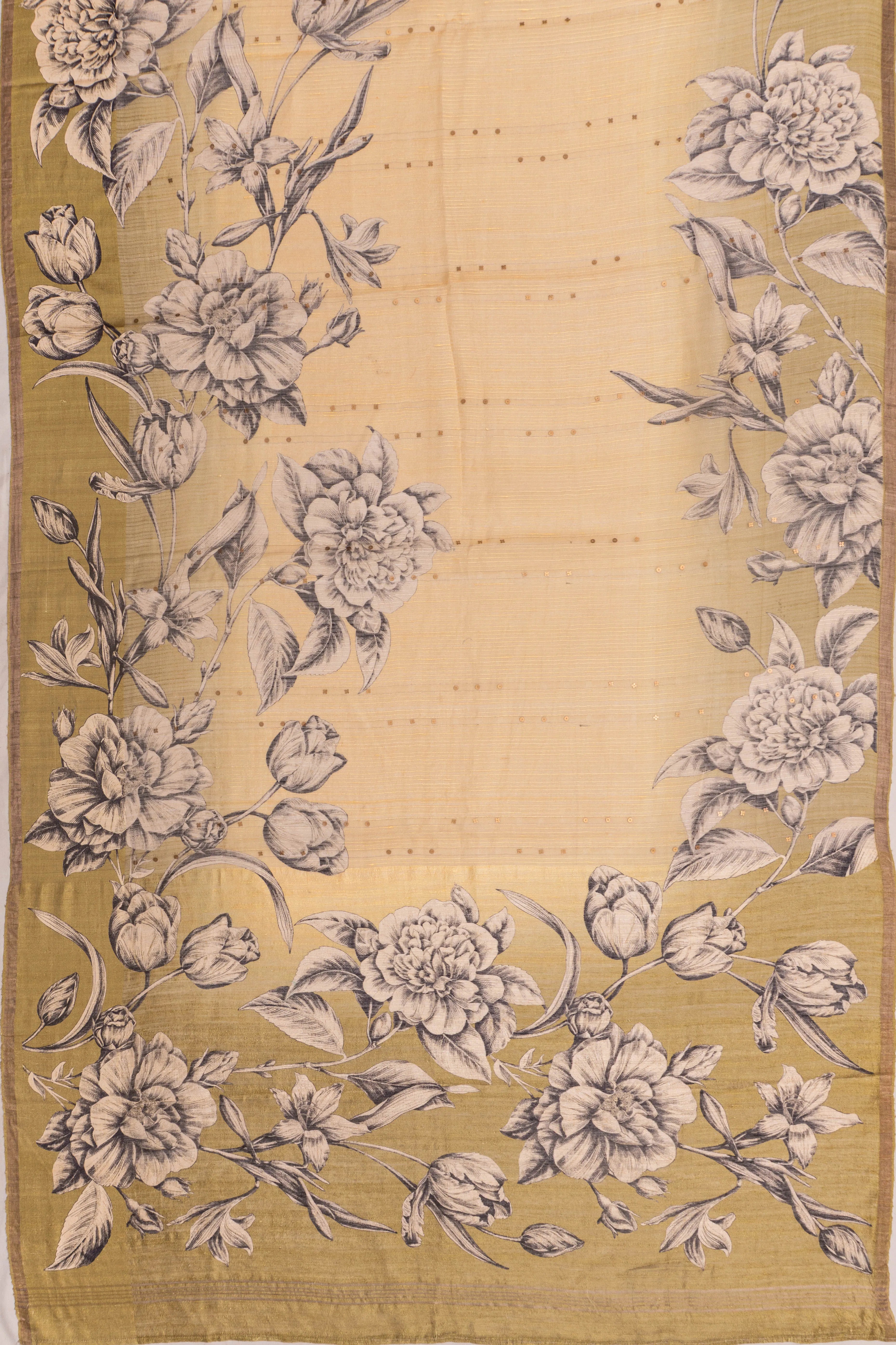Organza Printed Yellow Saree With Sequin