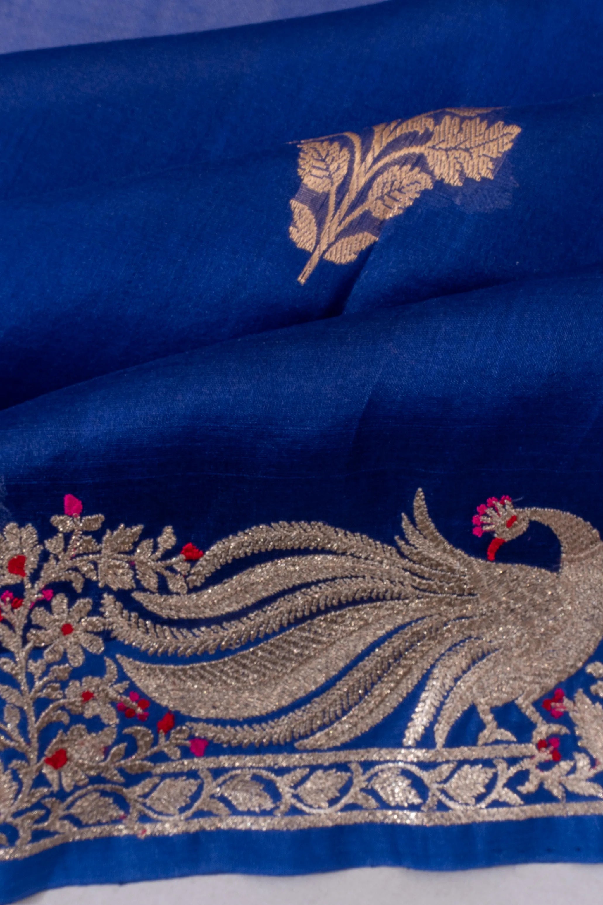 Organza Butta Royal Blue Saree