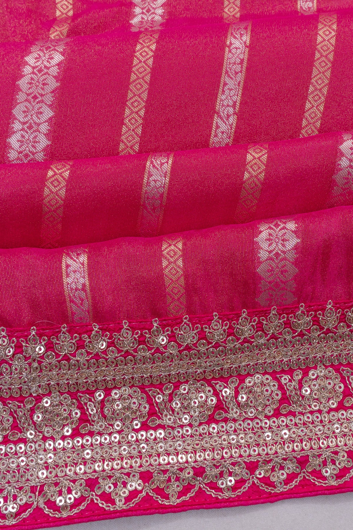 Organza Tissue Lines Pink Saree
