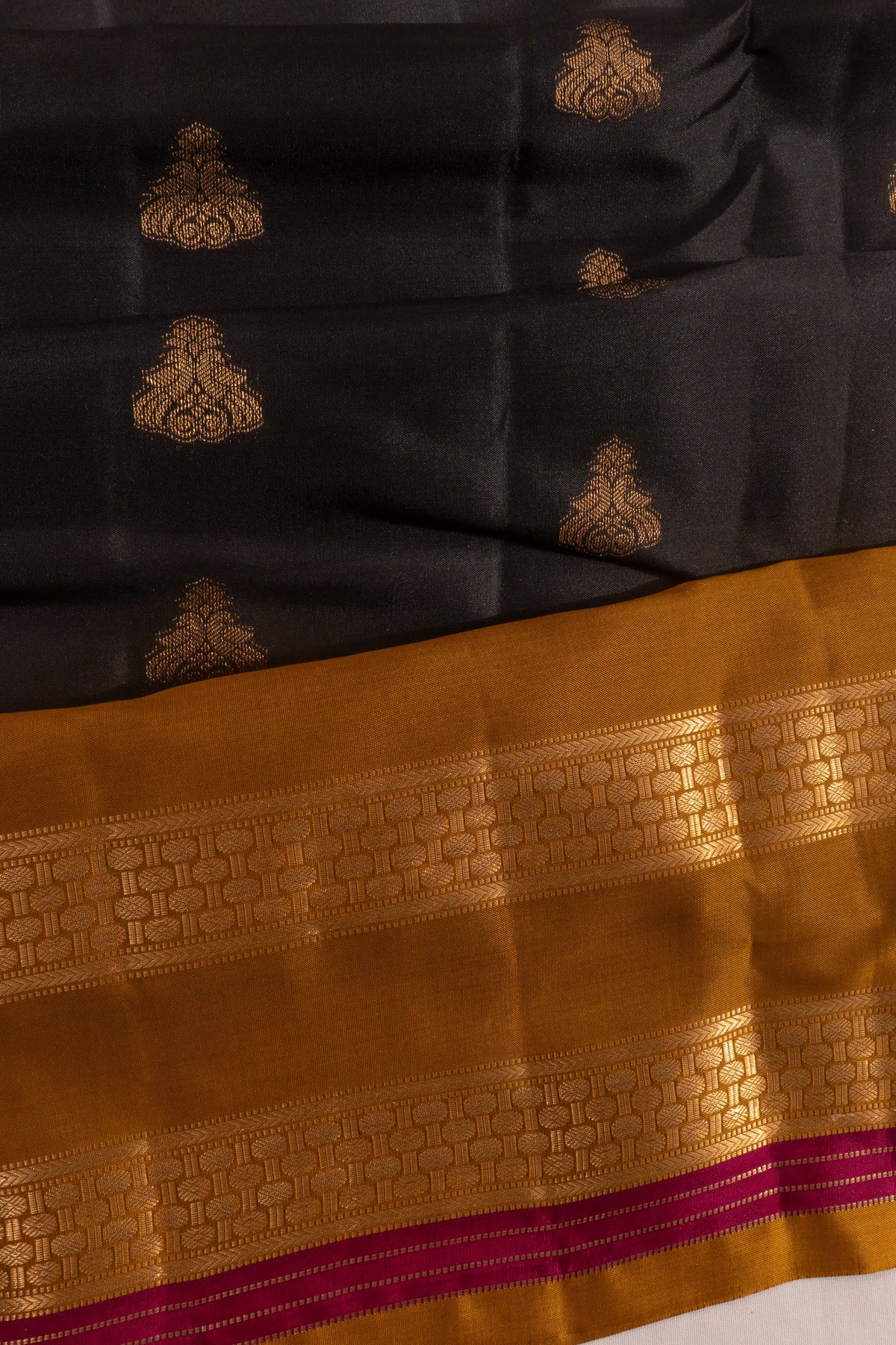 Taranga Kanchi Silk Butta Dark Brown Saree