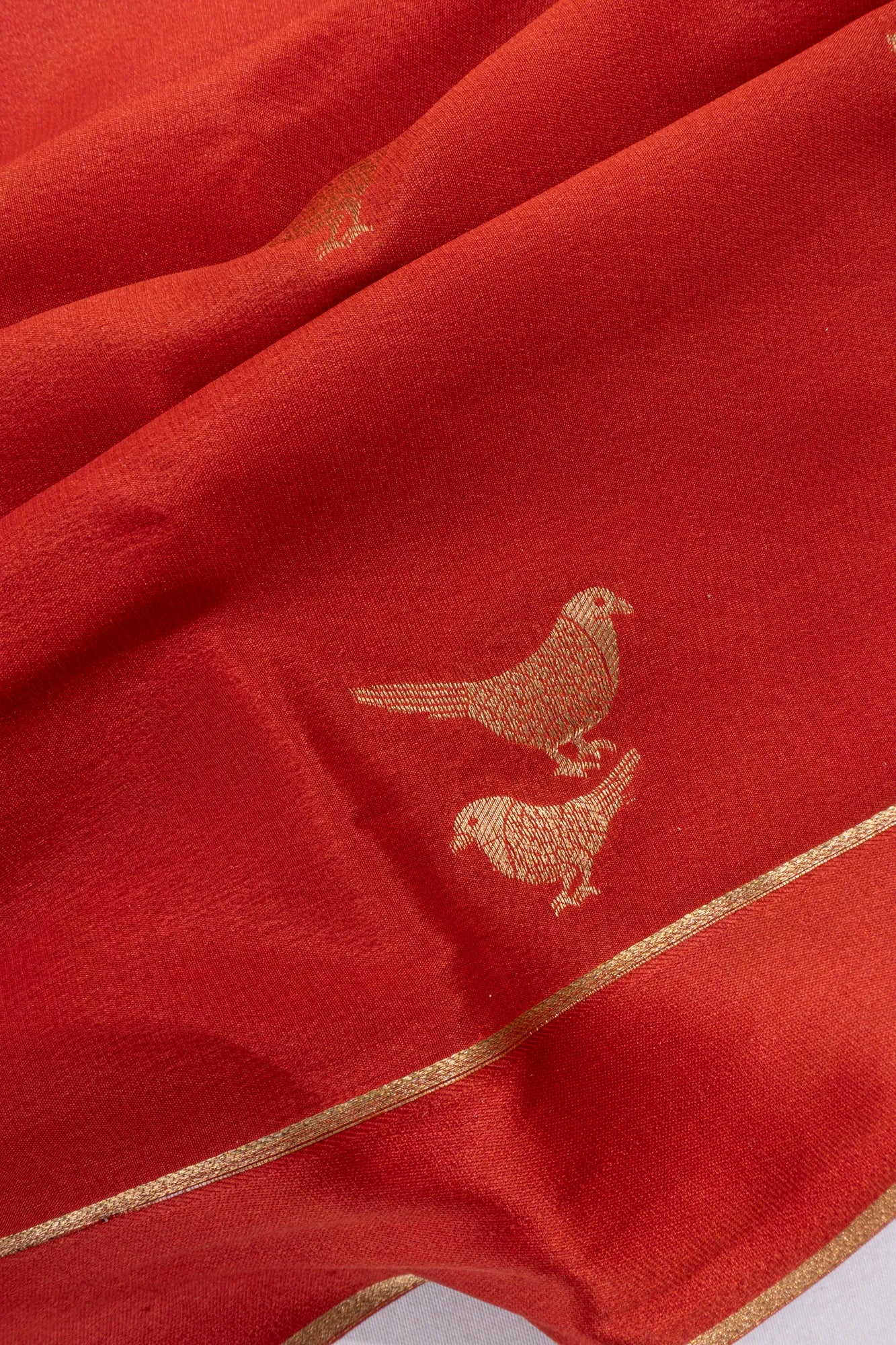 Mysore Silk Butta Rust Orange Saree