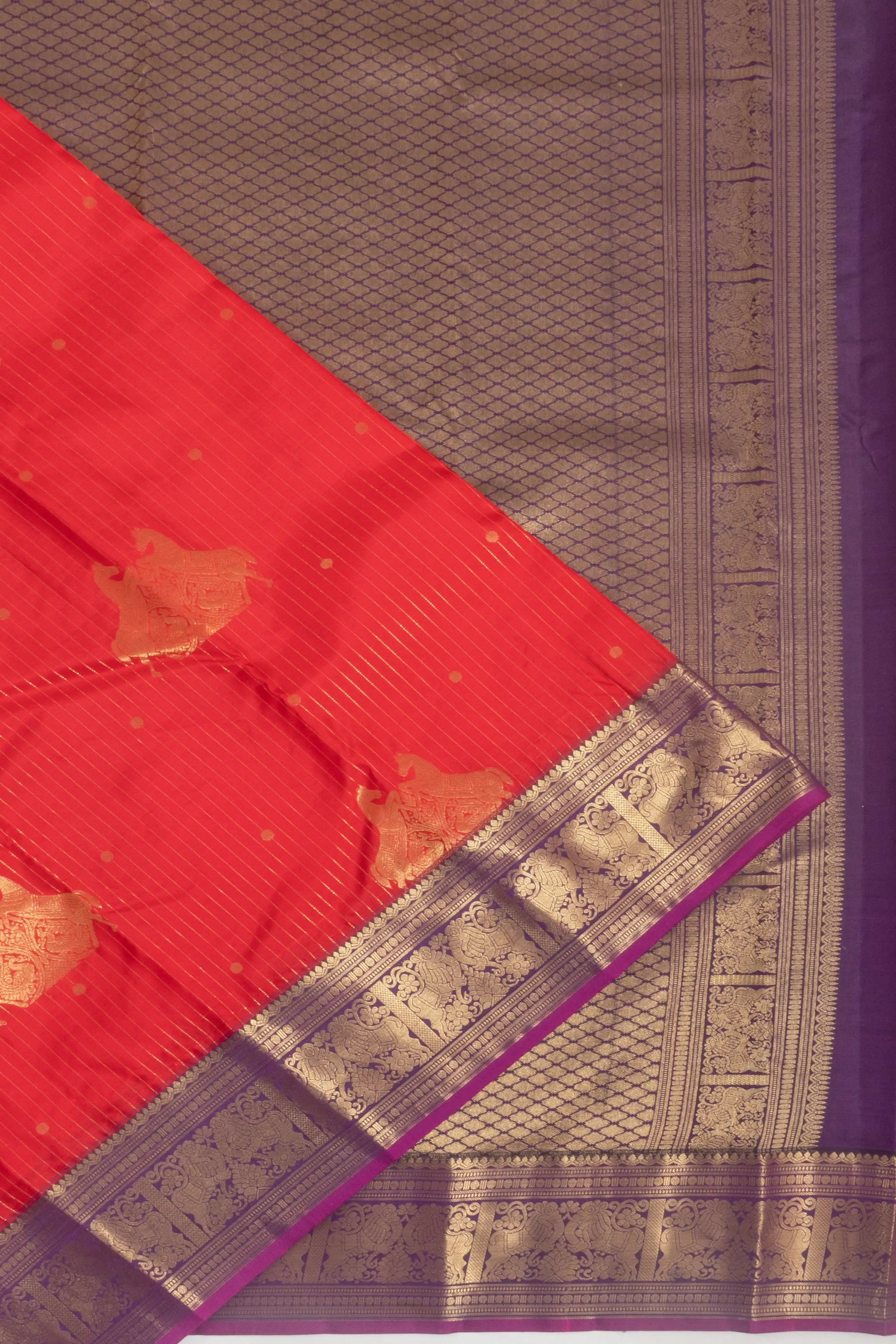 Taranga Kanchi Silk Brocade And Butta Red Saree