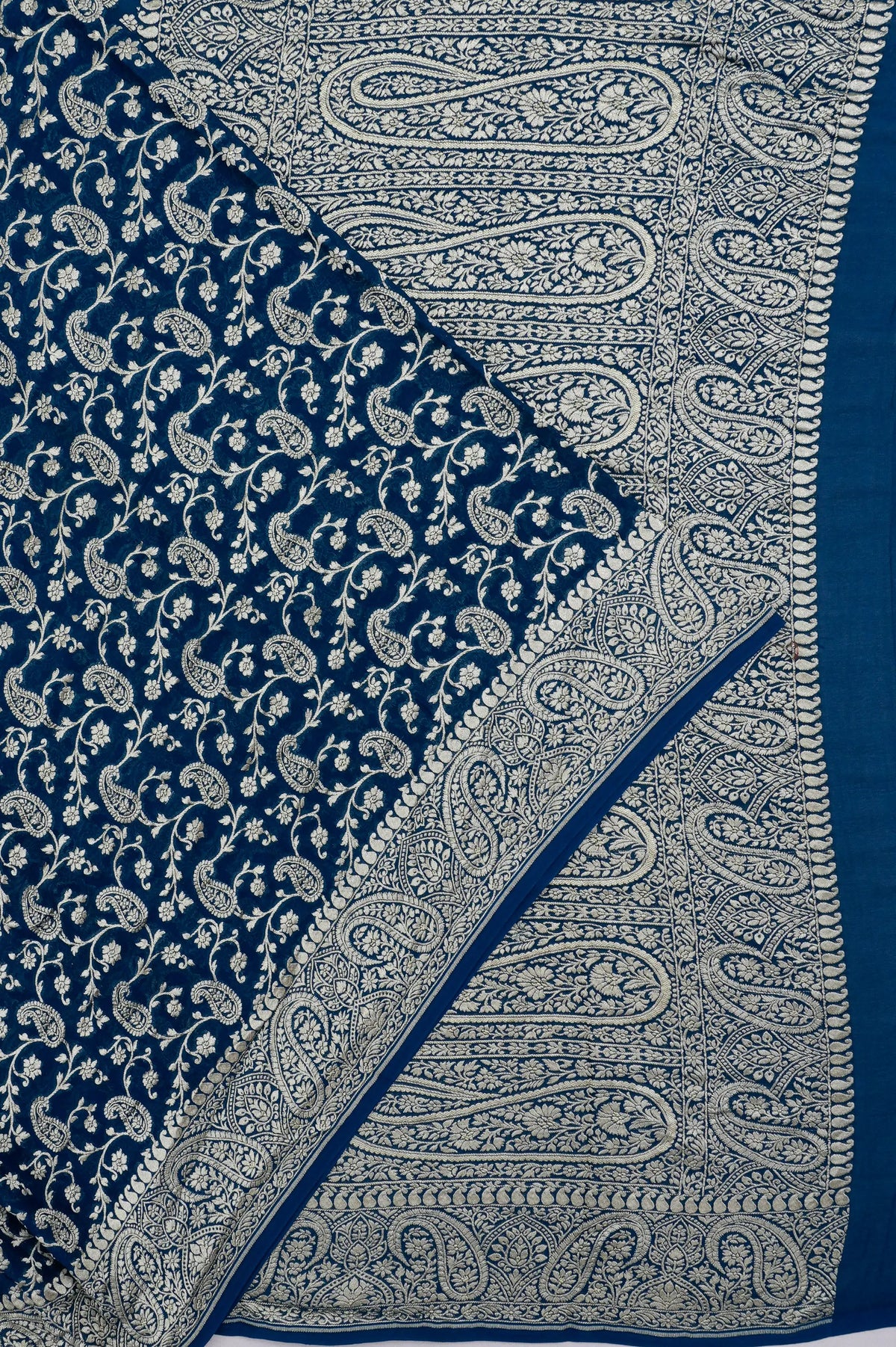 Banarasi Georgette Jaal Teal Blue Saree