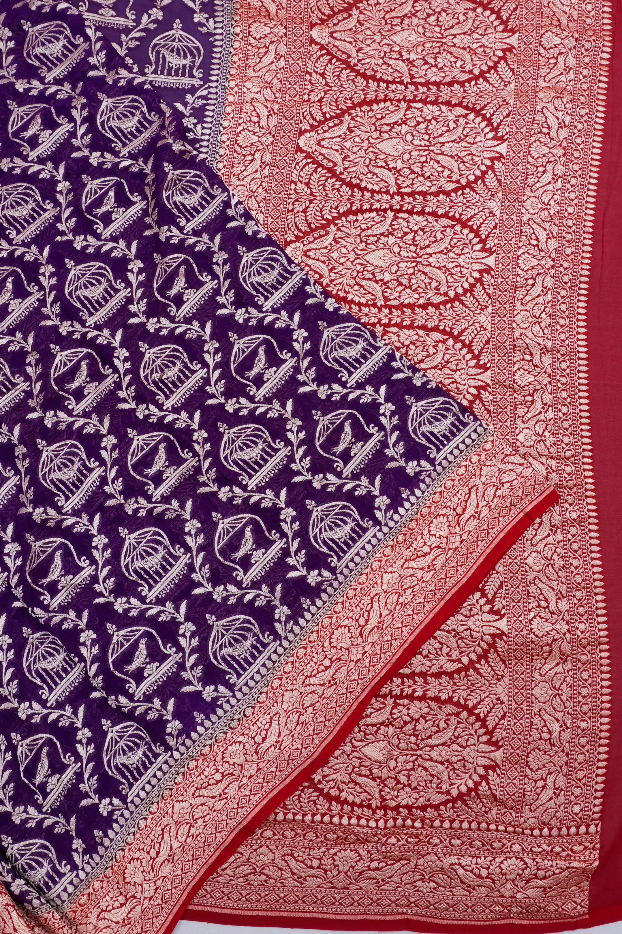 Banarasi Georgette Jaal And Butta Purple Saree