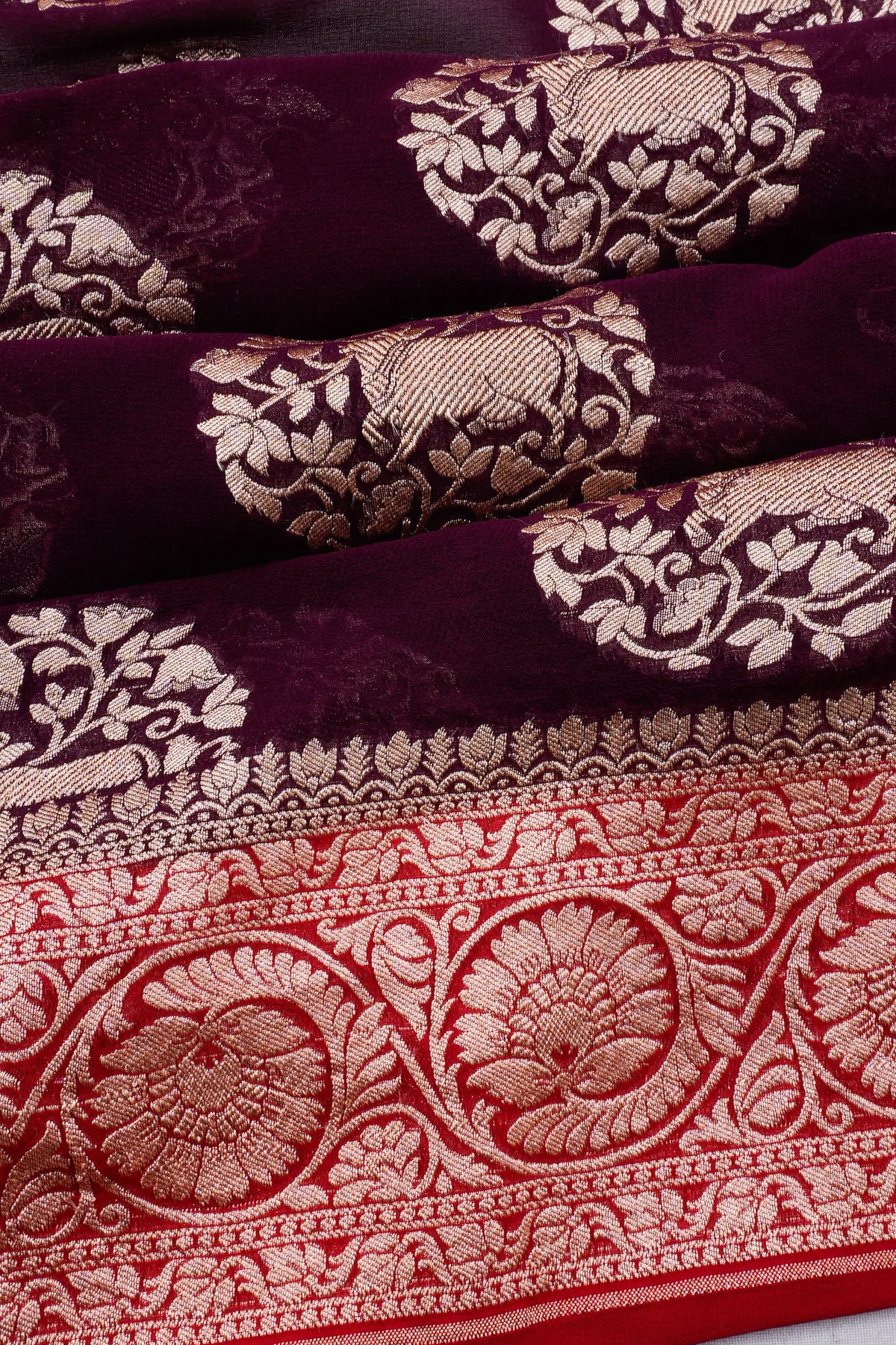 Banarasi Georgette Pichwai Butta Deep Purple Saree